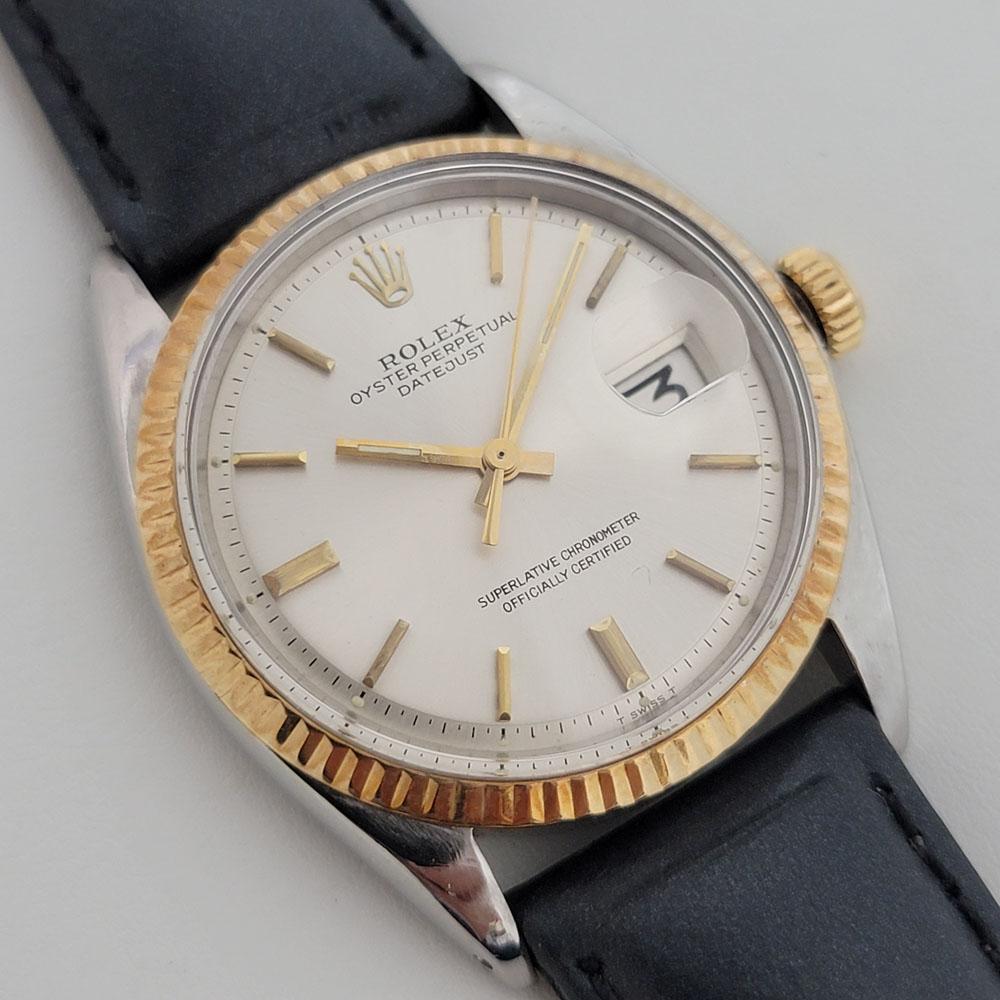 Mens Rolex Ref 1601 Oyster Datejust 18k SS Automatic 1970s Vintage RJC189B In Excellent Condition For Sale In Beverly Hills, CA