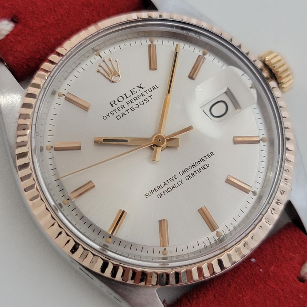 Mens Rolex Ref 1601 Oyster Perpetual Datejust 18k SS Automatic 1960s RJC159 In Excellent Condition In Beverly Hills, CA