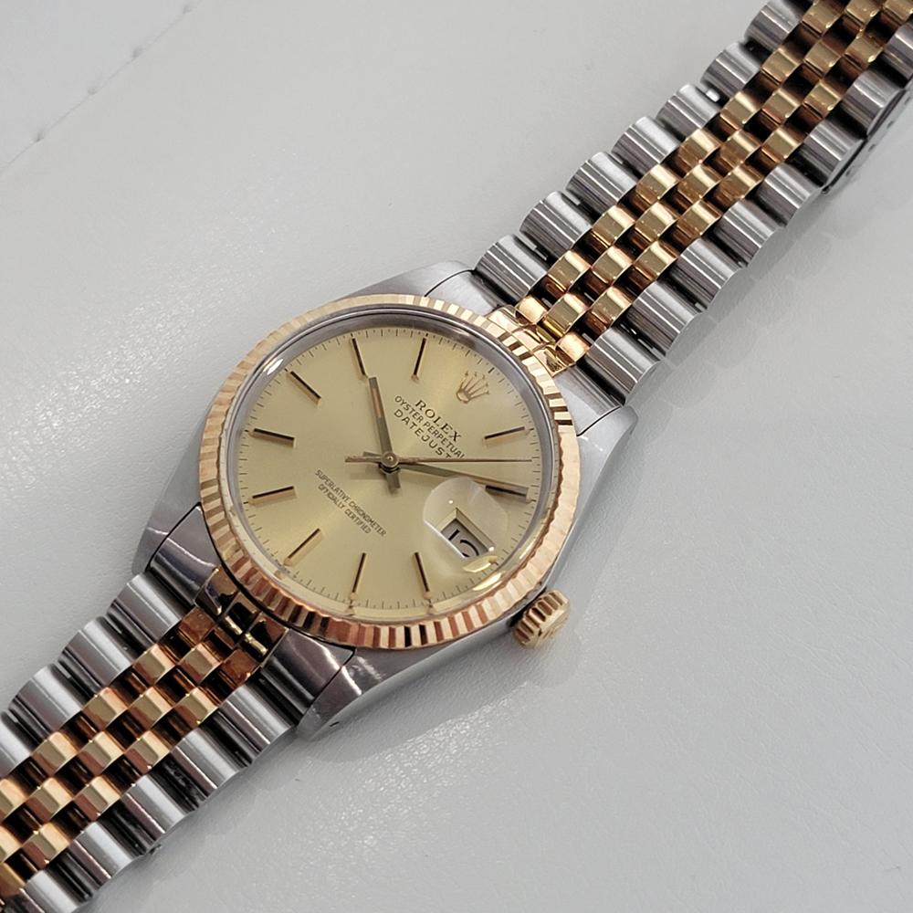 Mens Rolex Ref  16013 Datejust 18k Rose Gold SS Automatic 1980s with Paper RA339 1