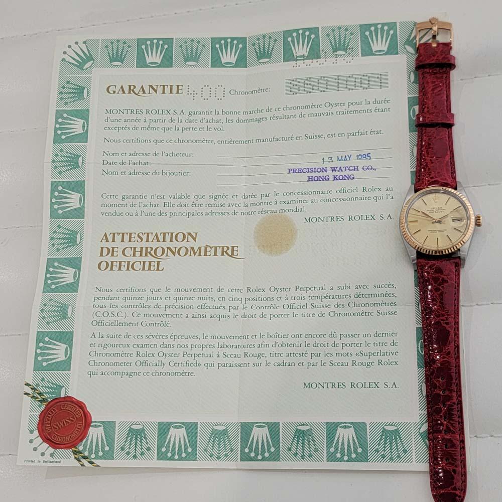 Mens Rolex Ref 16013 Datejust 18k Rose Gold SS Automatic 1980s with Paper RA339B 9