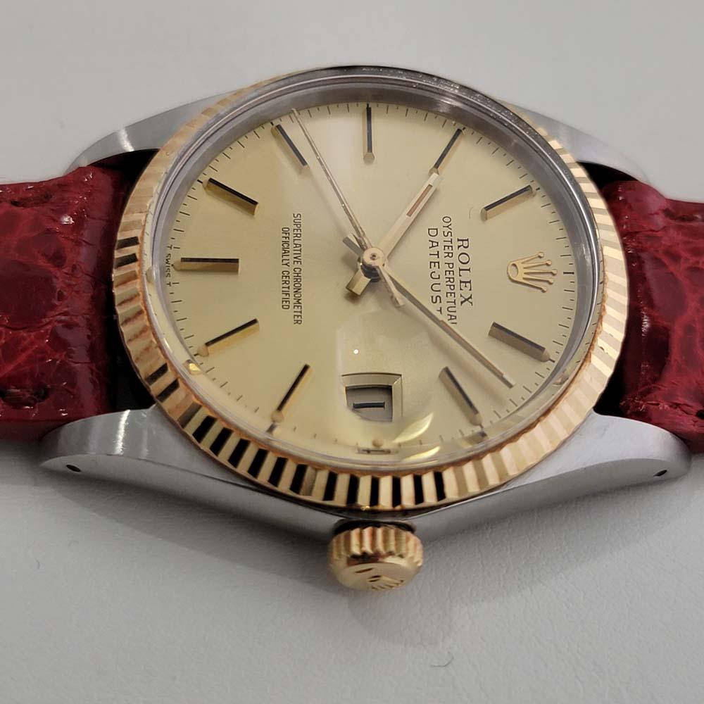 Mens Rolex Ref 16013 Datejust 18k Rose Gold SS Automatic 1980s with Paper RA339B 1