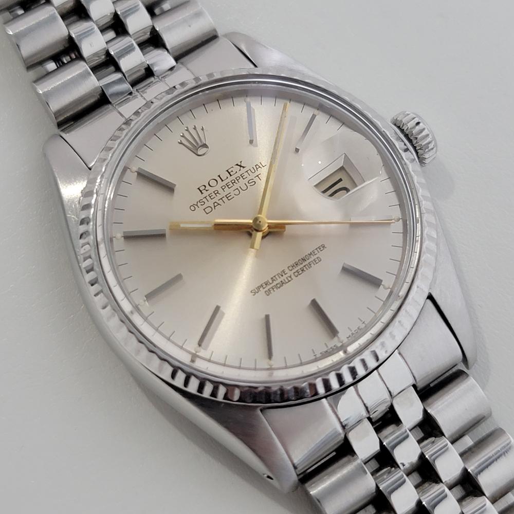 Mens Rolex Ref 16014 Datejust 18k White Gold SS Automatic 1970s Swiss RA332 In Excellent Condition In Beverly Hills, CA