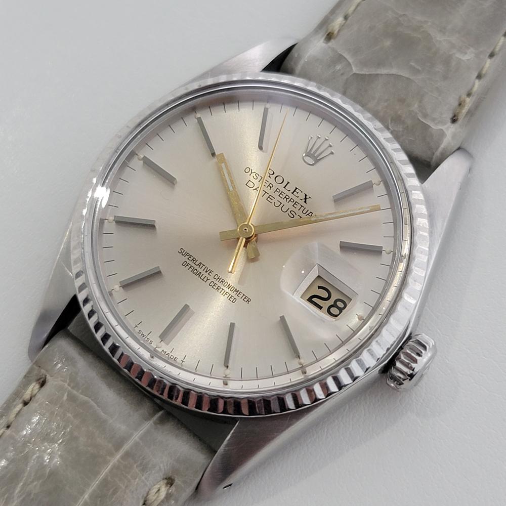 Men's Mens Rolex Ref 16014 Datejust 18k White Gold SS Automatic 1980s Swiss RA332G