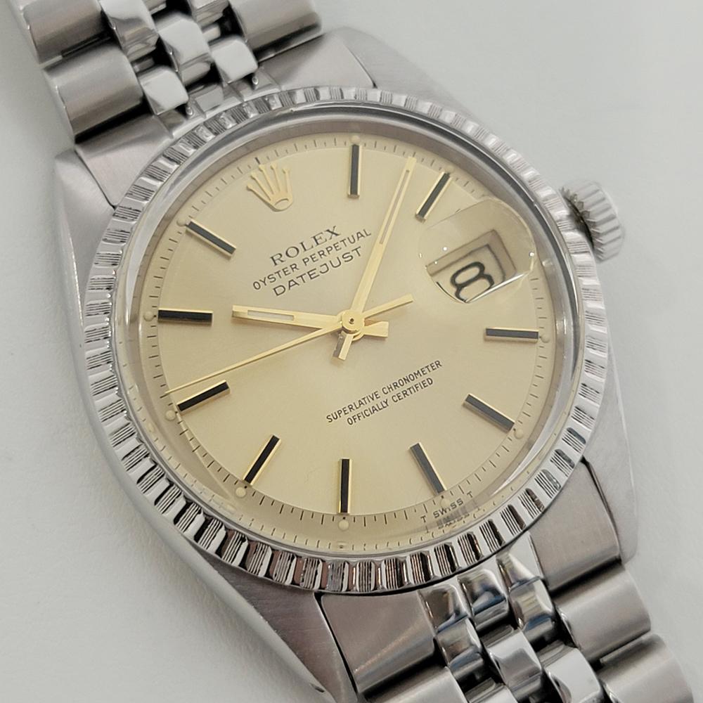 Mens Rolex Ref 1603 Oyster Datejust Automatic 1970s Swiss Vintage Luxury RA226 In Excellent Condition In Beverly Hills, CA