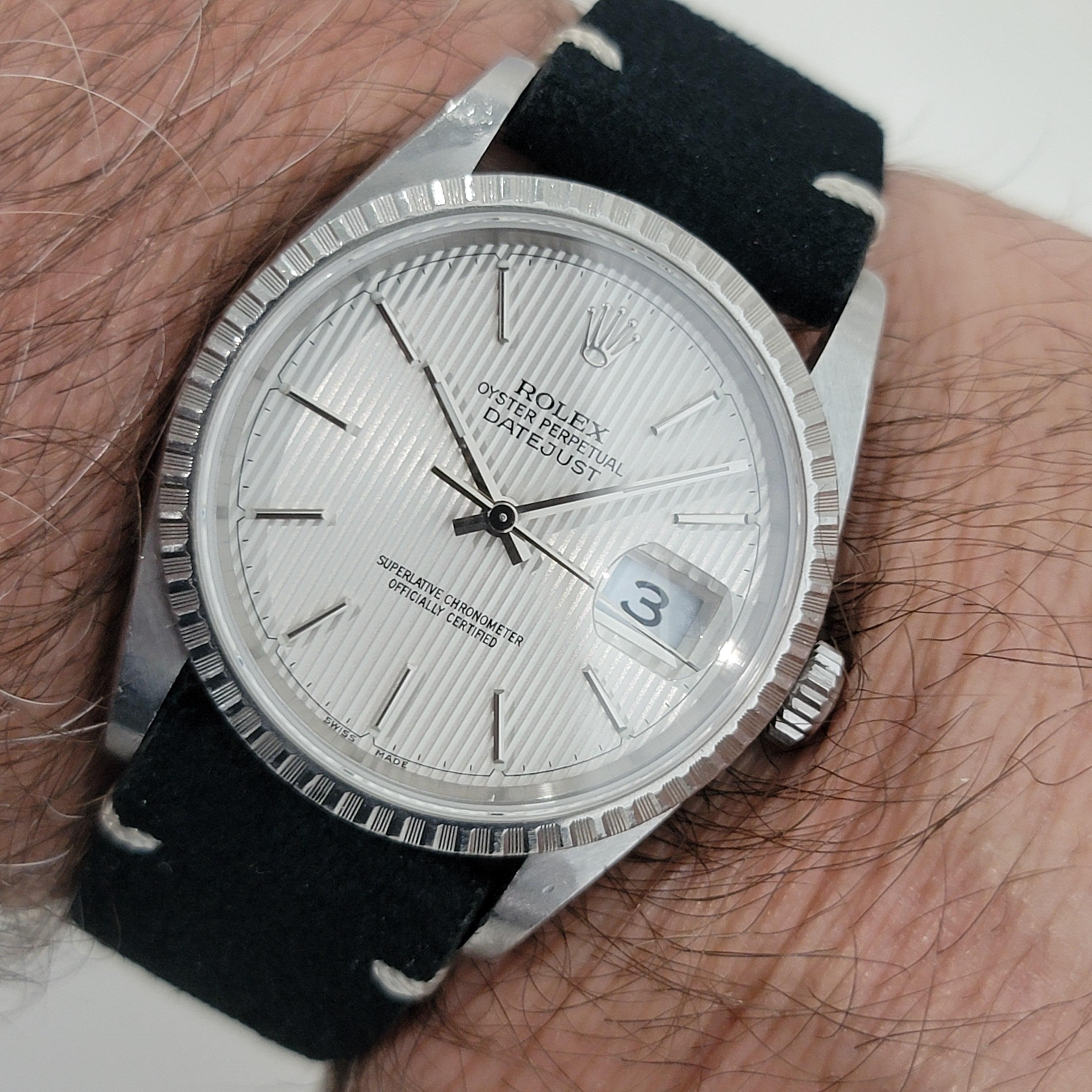Mens Rolex Ref 16220 Oyster Datejust Rare Tapestry Dial Automatic 1990s RA278B 9