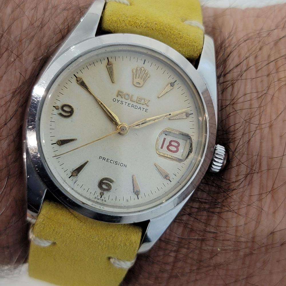 Mens Rolex Ref 6494 Oysterdate Precision 34mm Manual Wind 1950s Vintage RA191 For Sale 9
