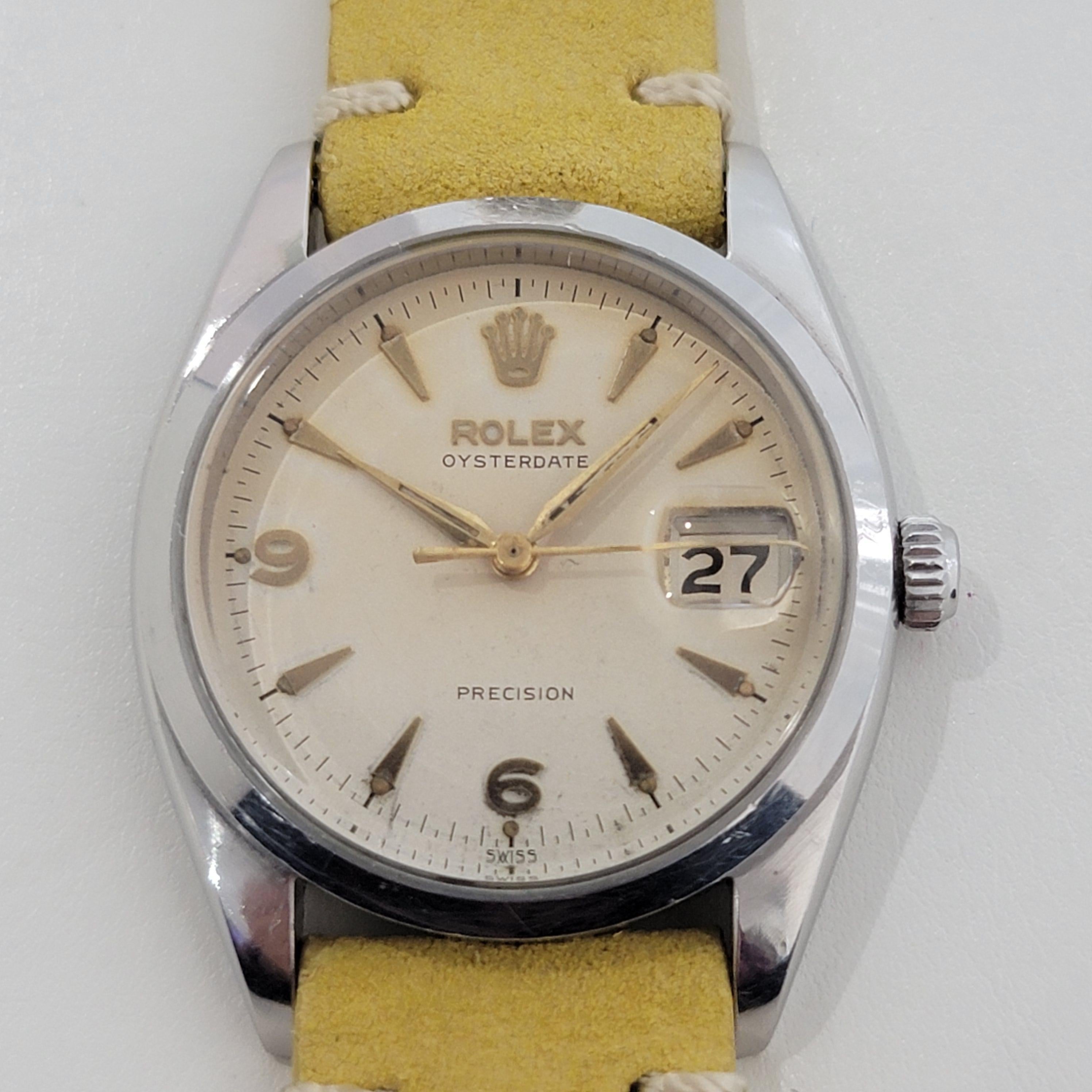 Men's Mens Rolex Ref 6494 Oysterdate Precision 34mm Manual Wind 1950s Vintage RA191 For Sale