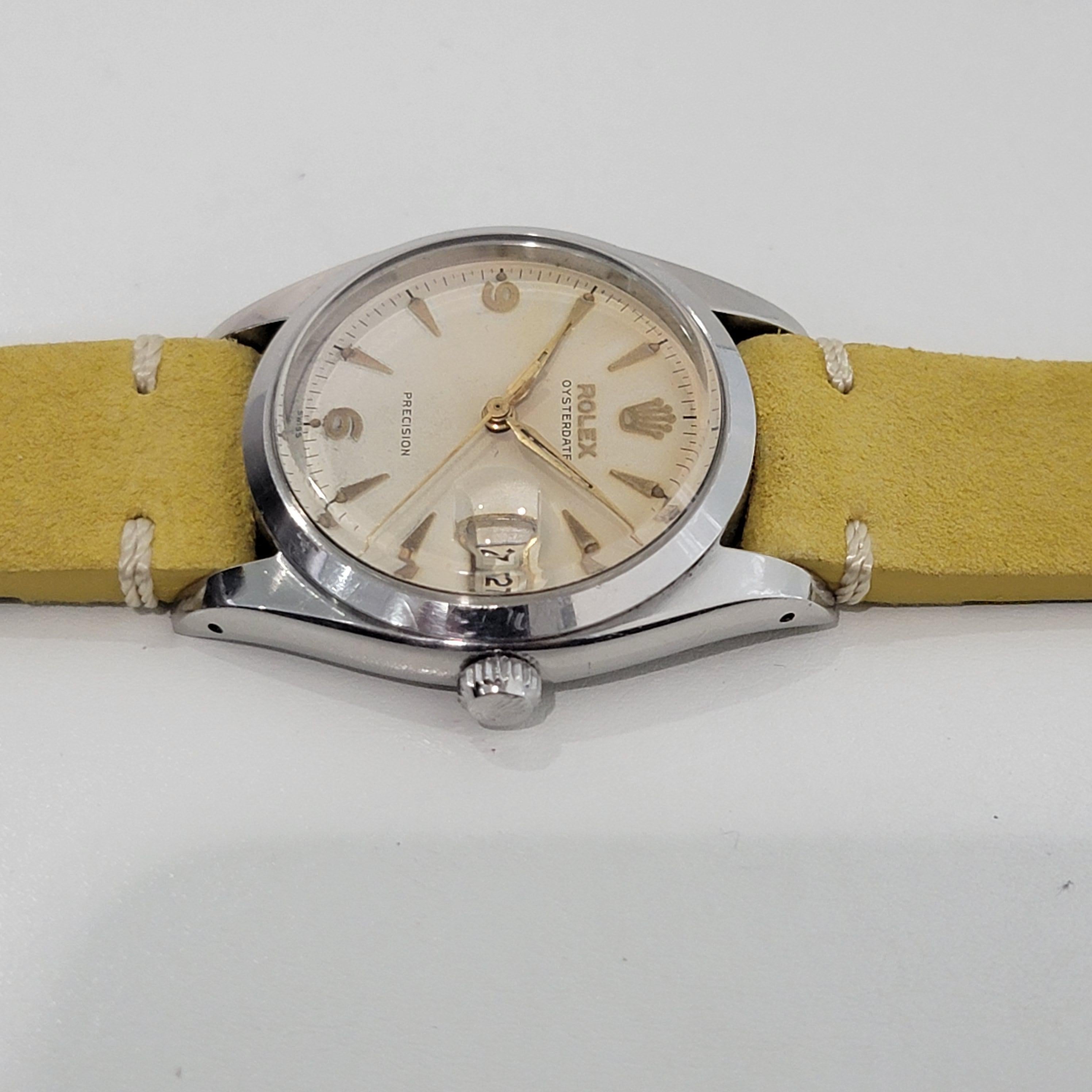 Mens Rolex Ref 6494 Oysterdate Precision 34mm Manual Wind 1950s Vintage RA191 For Sale 1