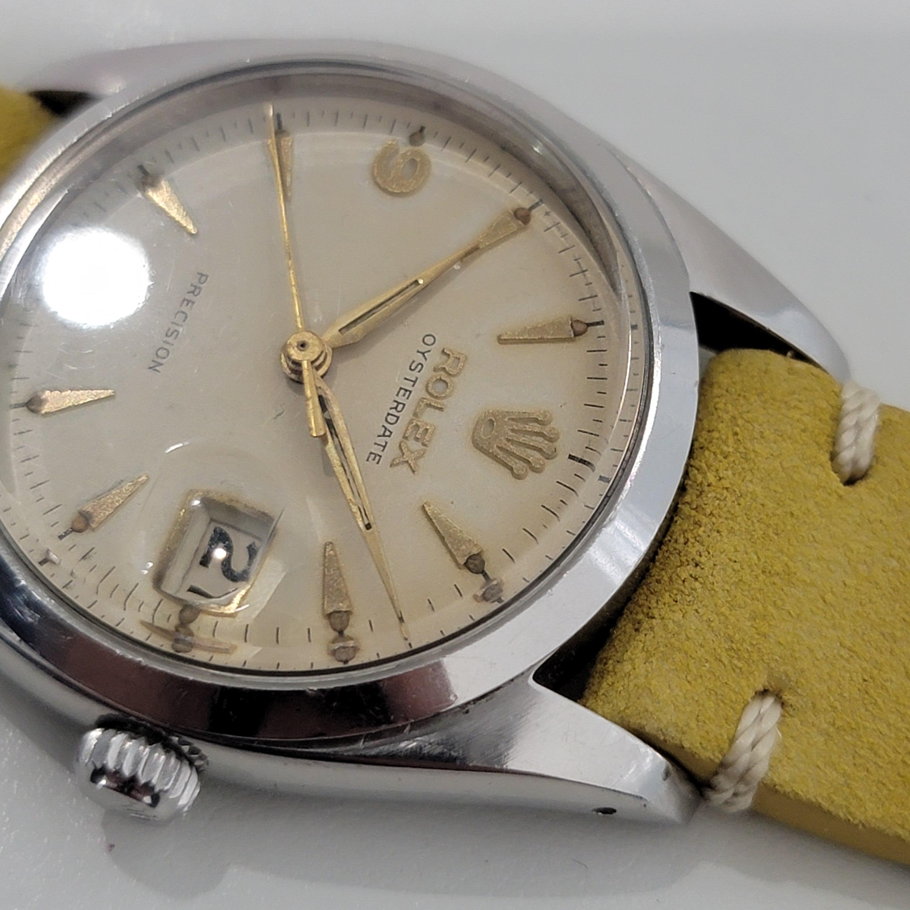 Mens Rolex Ref 6494 Oysterdate Precision 34mm Manual Wind 1950s Vintage RA191 For Sale 2