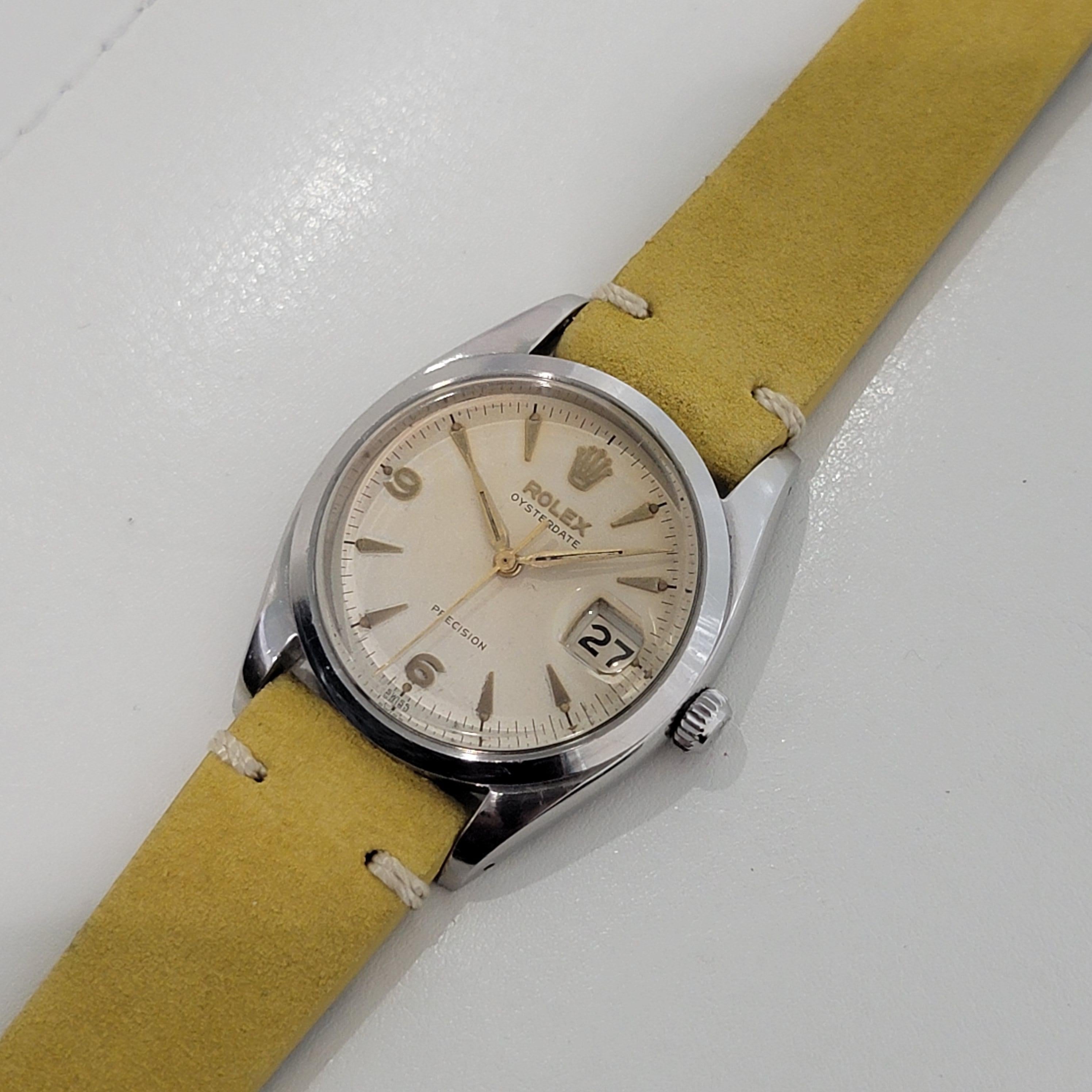 Mens Rolex Ref 6494 Oysterdate Precision 34mm Manual Wind 1950s Vintage RA191 For Sale 3