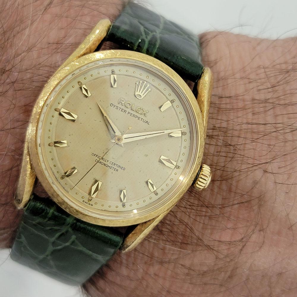 Mens Rolex Ref 6550 Oyster Perpetual Bombay 18k Gold Automatic 1960s RJC203G For Sale 8