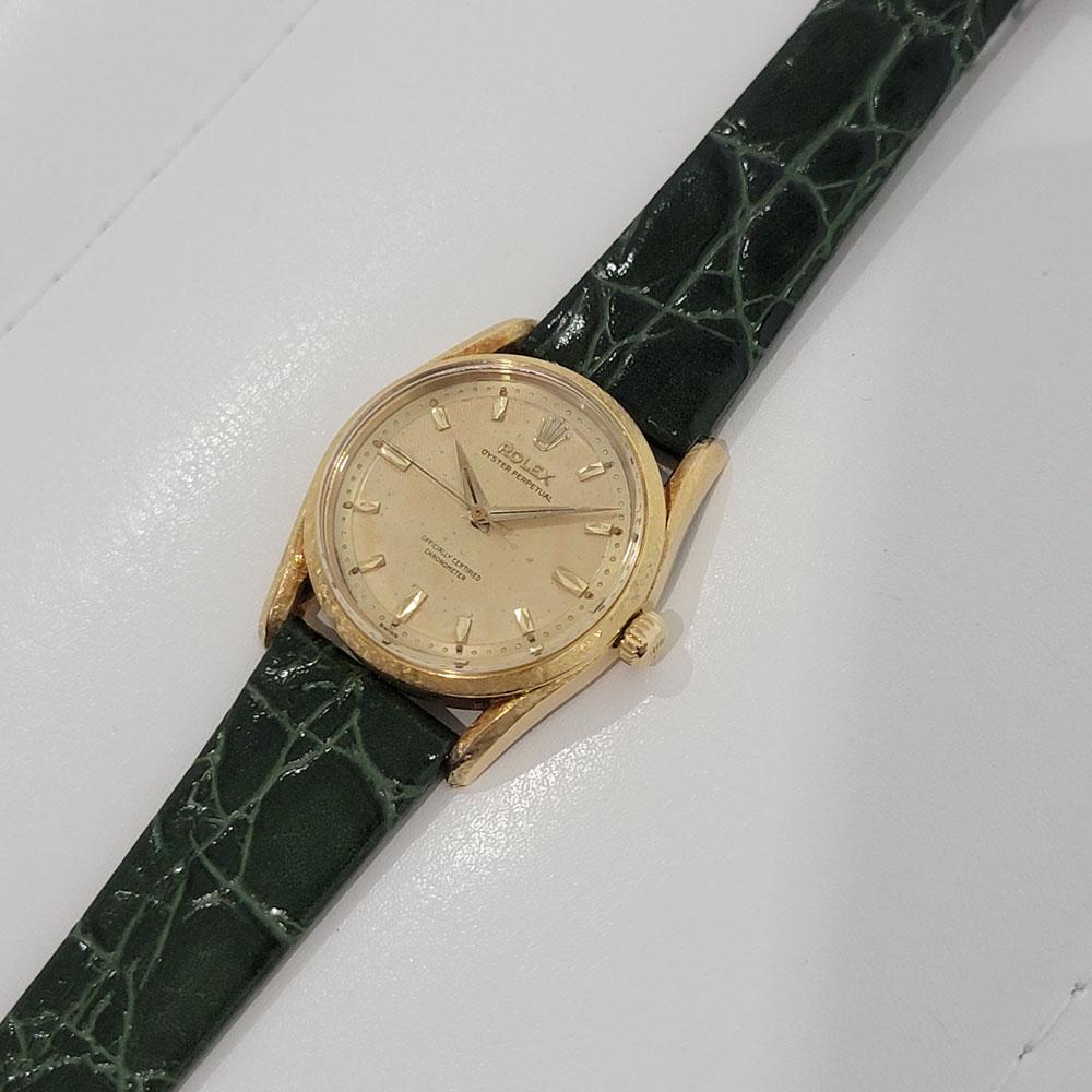 Mens Rolex Ref 6550 Oyster Perpetual Bombay 18k Gold Automatic 1960s RJC203G For Sale 2