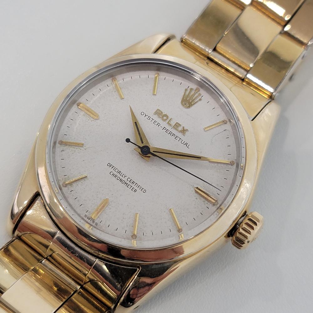 Mens Rolex Ref 6634 Oyster Perpetual Gold Capped Automatic 1950s Swiss RA237G In Excellent Condition In Beverly Hills, CA