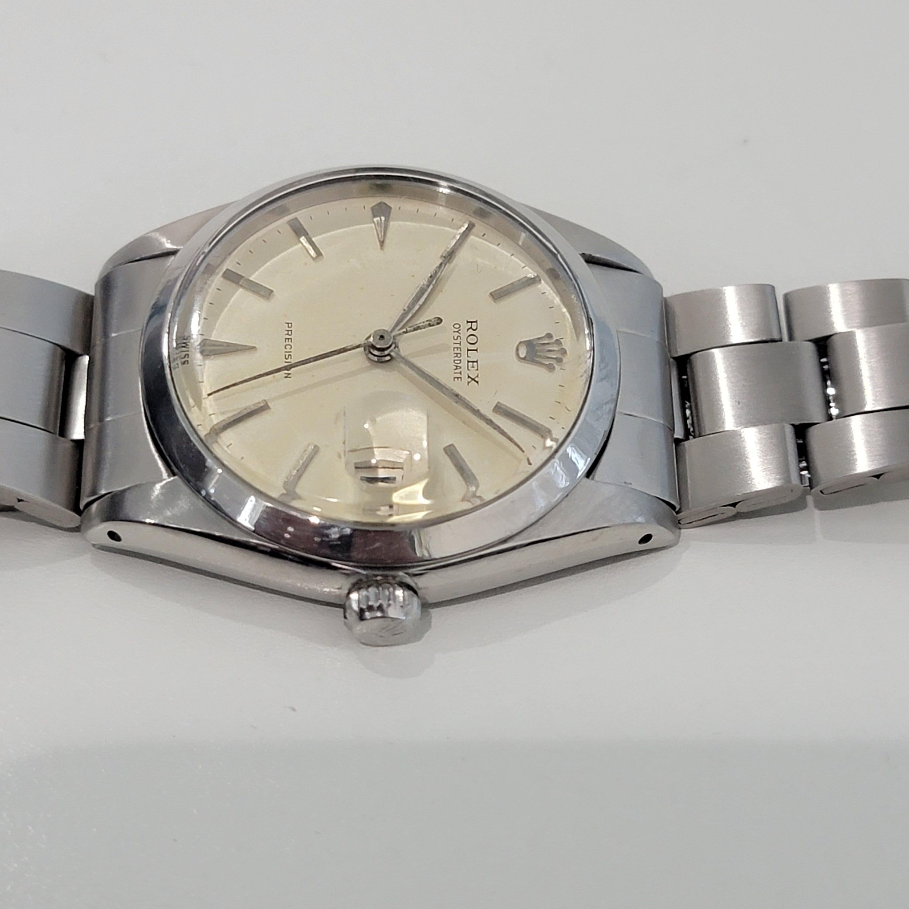 Mens Rolex Ref 6694 Oysterdate Precision 34mm Manual Wind 1960s Vintage RA207S For Sale 1