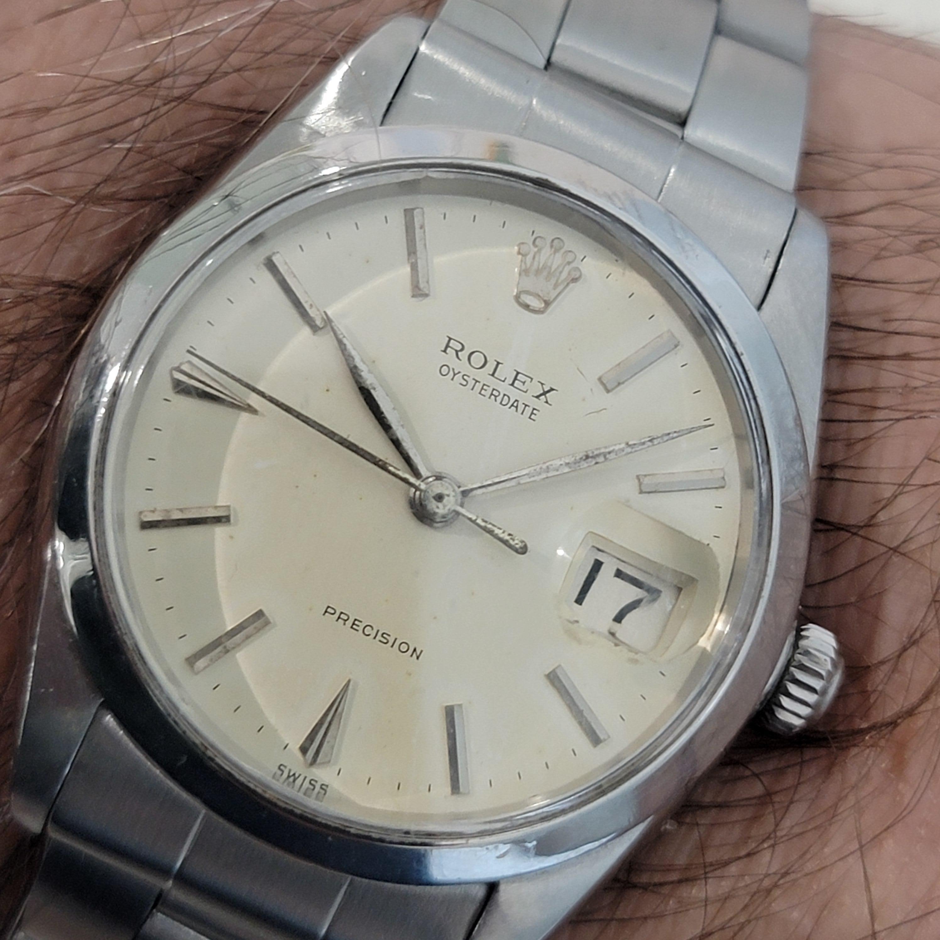Mens Rolex Ref 6694 Oysterdate Precision 34mm Manual Wind 1960s Vintage RA207S For Sale 9