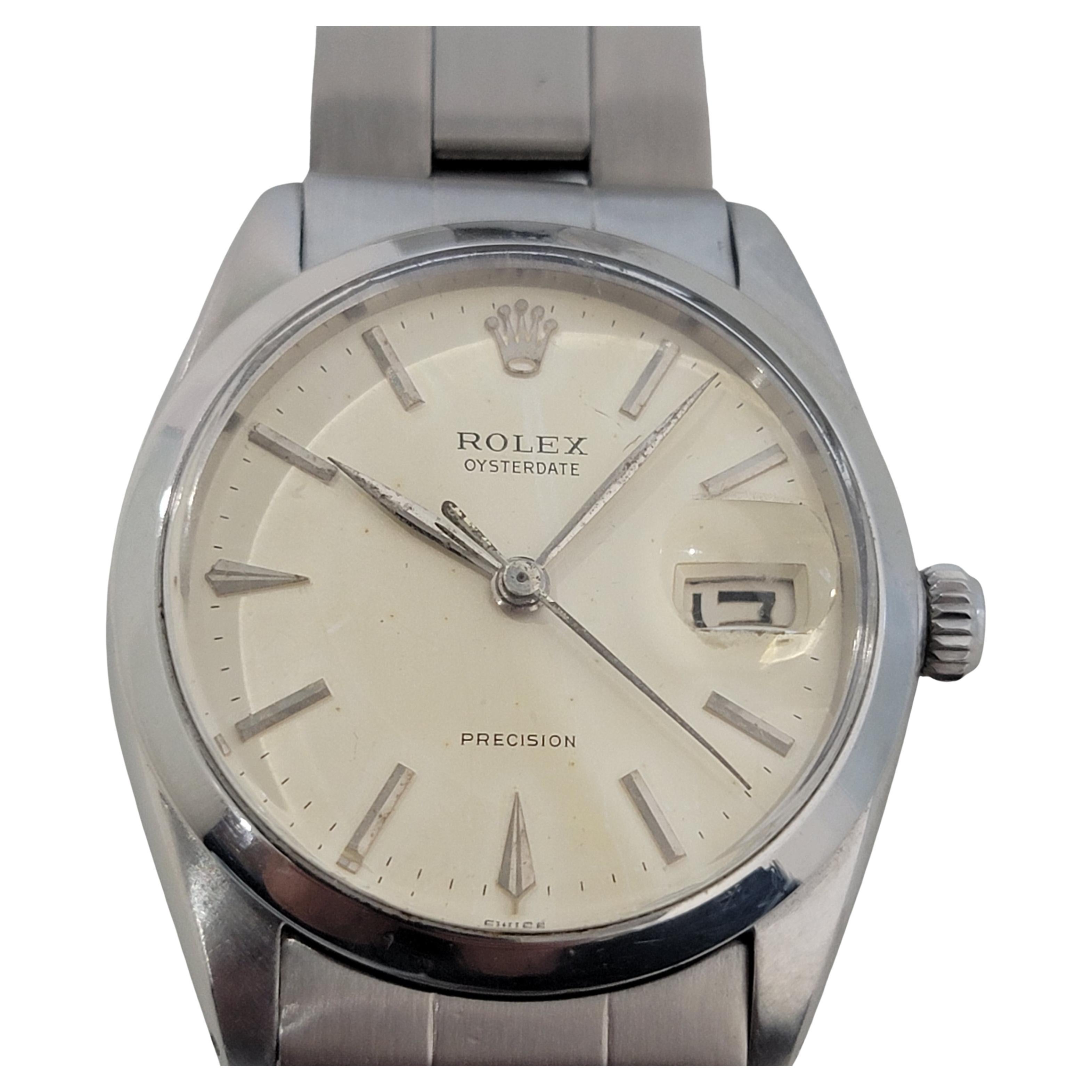 Mens Rolex Ref 6694 Oysterdate Precision 34mm Manual Wind 1960s Vintage RA207S