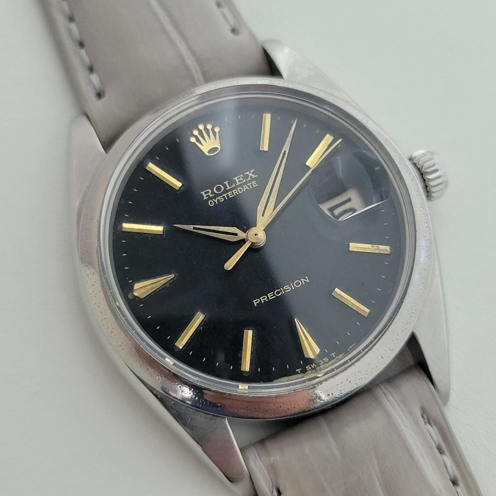 Mens Rolex Ref 6694 Oysterdate Precision 34mm Manual Wind 1960s Vintage RJC187G In Excellent Condition For Sale In Beverly Hills, CA