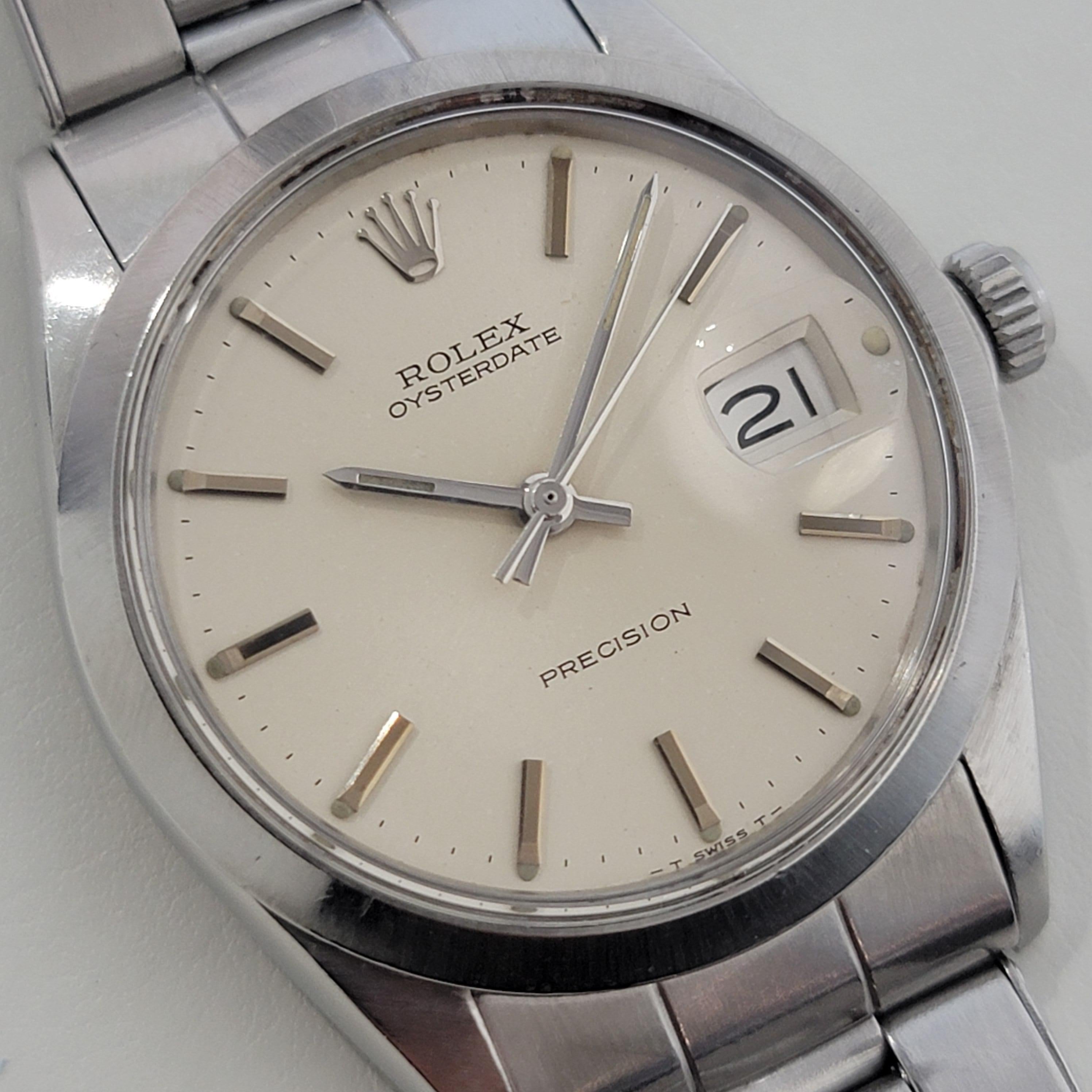 Mens Rolex Ref 6694 Oysterdate Precision Manual Wind w Box Paper 1960s RA261 In Excellent Condition For Sale In Beverly Hills, CA