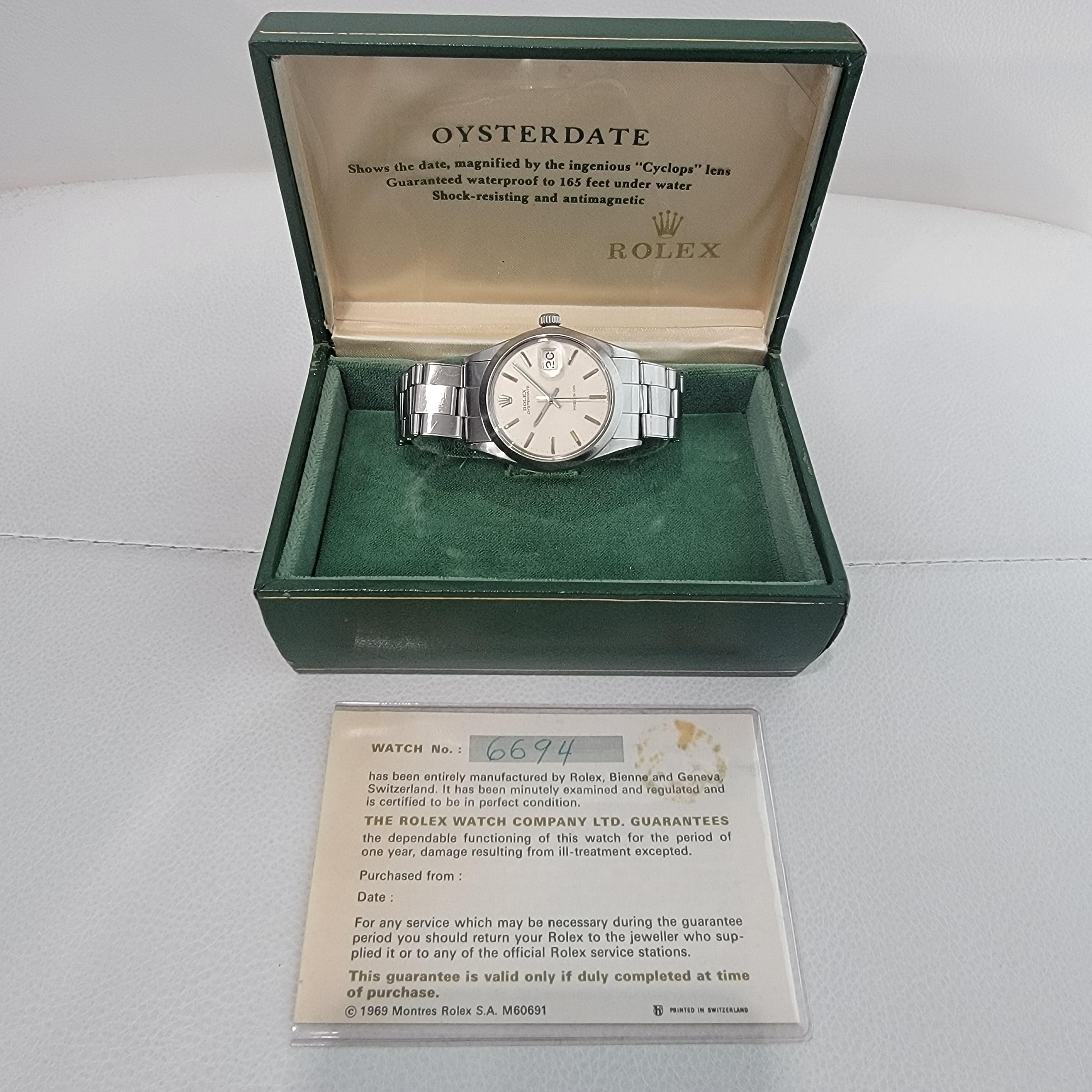 Mens Rolex Ref 6694 Oysterdate Precision Manual Wind w Box Paper 1960s RA261 For Sale 10