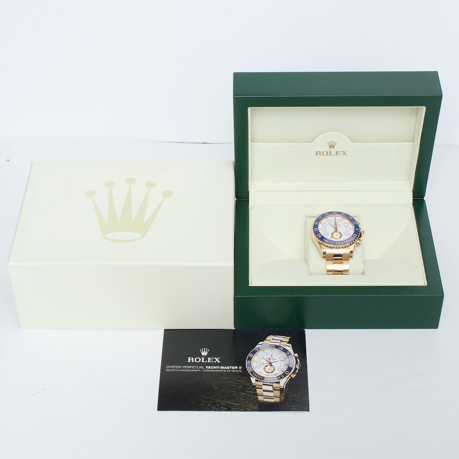 Men's Rolex Yacht-Master II Regatta 18k Yellow Gold Watch 116688 For Sale 4