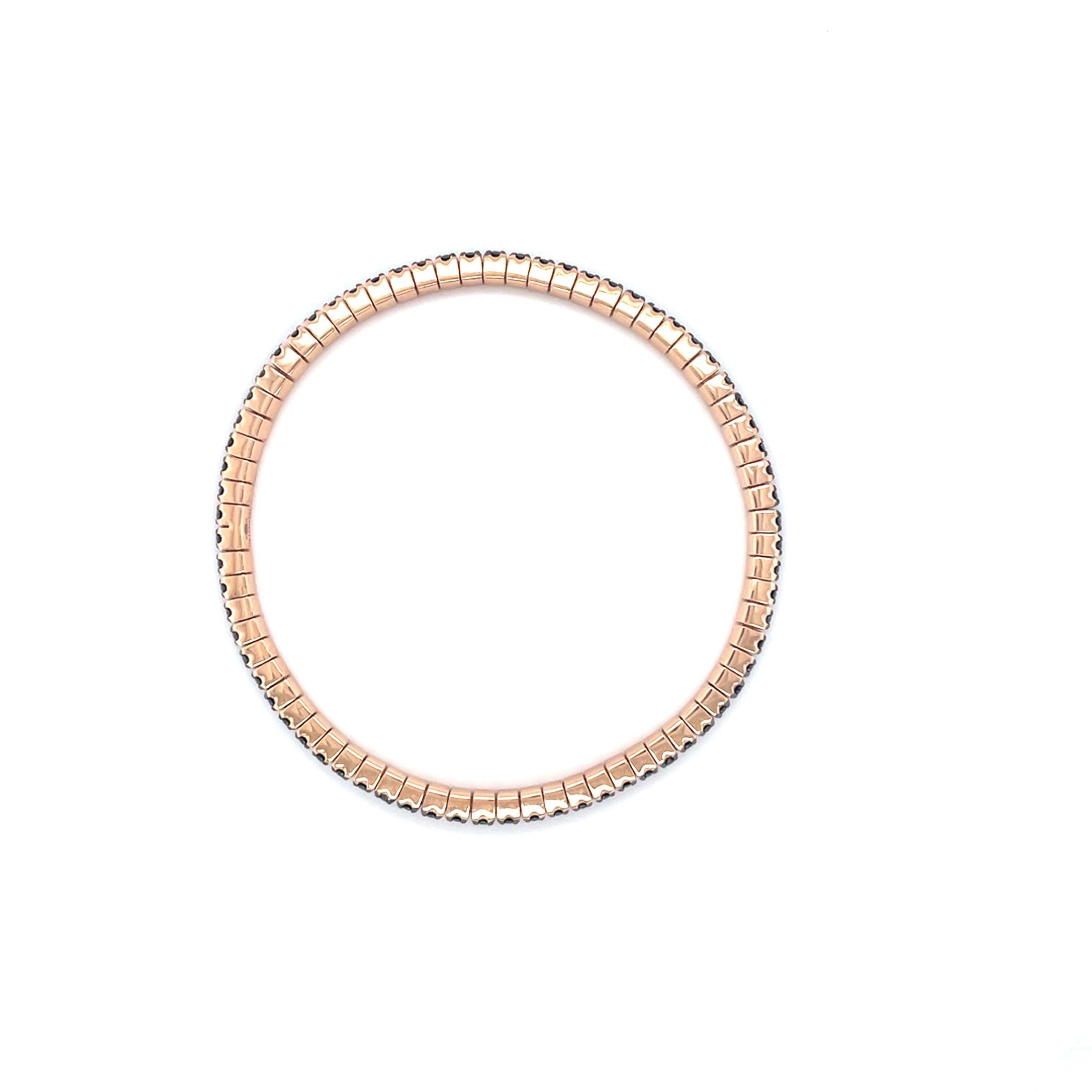 Contemporary Men's Rose Gold Black Diamonds Bracelet
