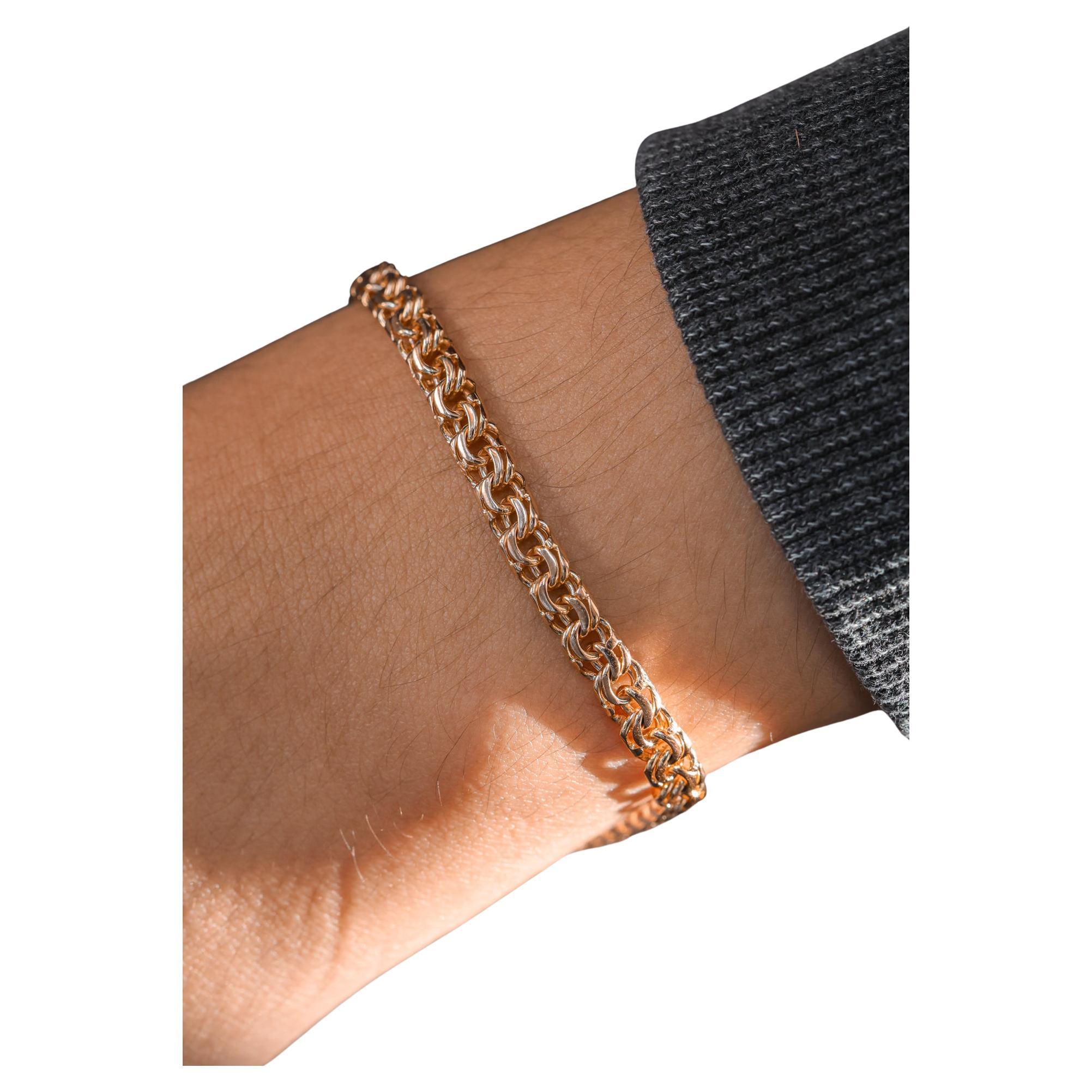 Men's Rose Gold Double Link Chain Bracelet