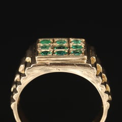 Men's Round Cut Emerald Engagement Ring, Simple Minimalist Emerald Wedding Band