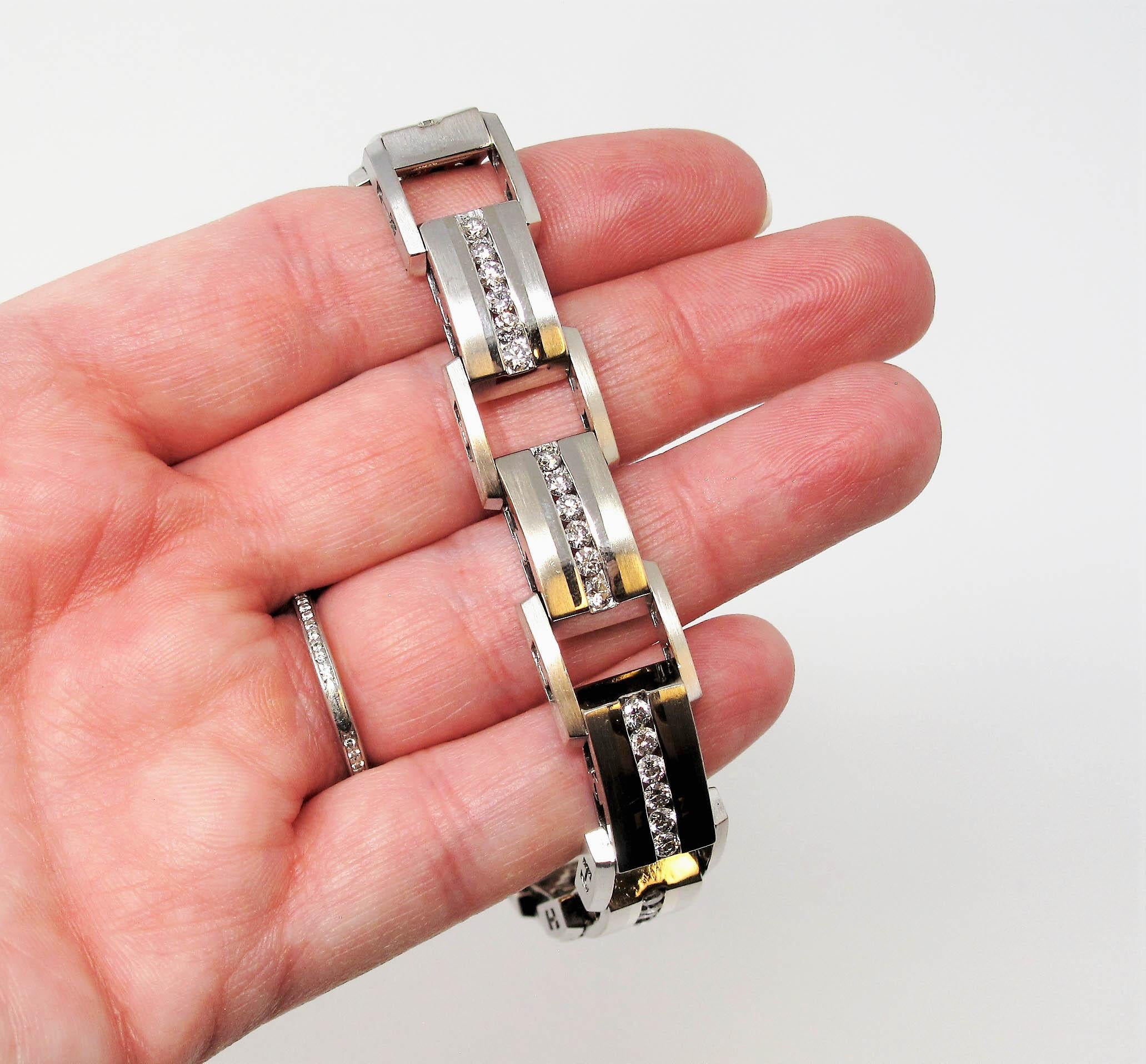 Rundes Diamant-Gliederarmband für Herren aus 14 Karat Weißgold 6