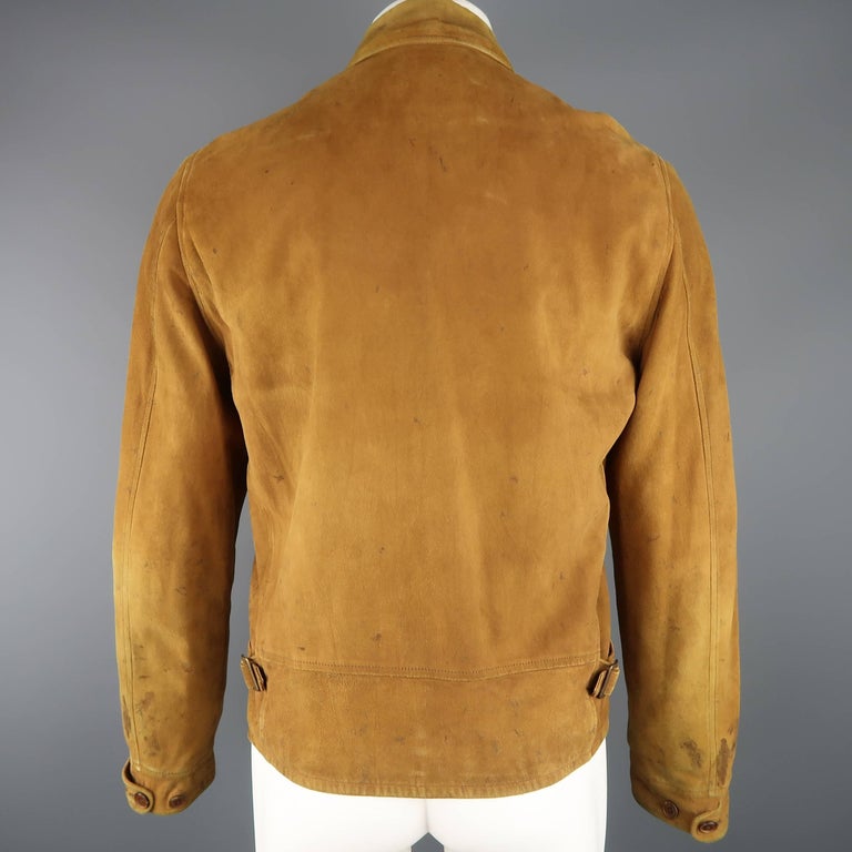 Men's RRL by RALPH LAUREN M Tan Dirty Distressed Suede Worker Style ...
