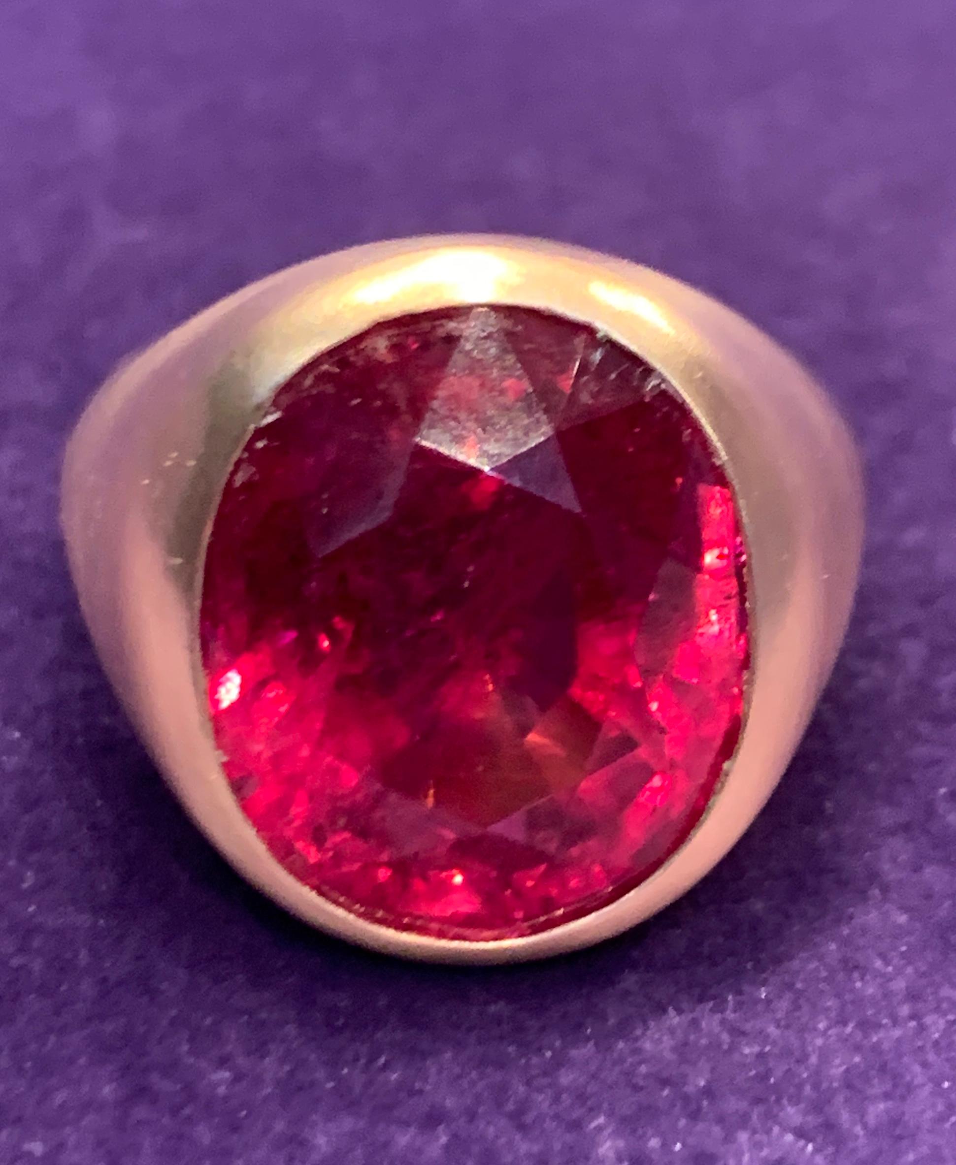 Oval Cut Men's Rubellite Ring For Sale