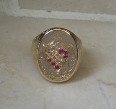 Men's Ruby and Diamond Armored Crest Ring