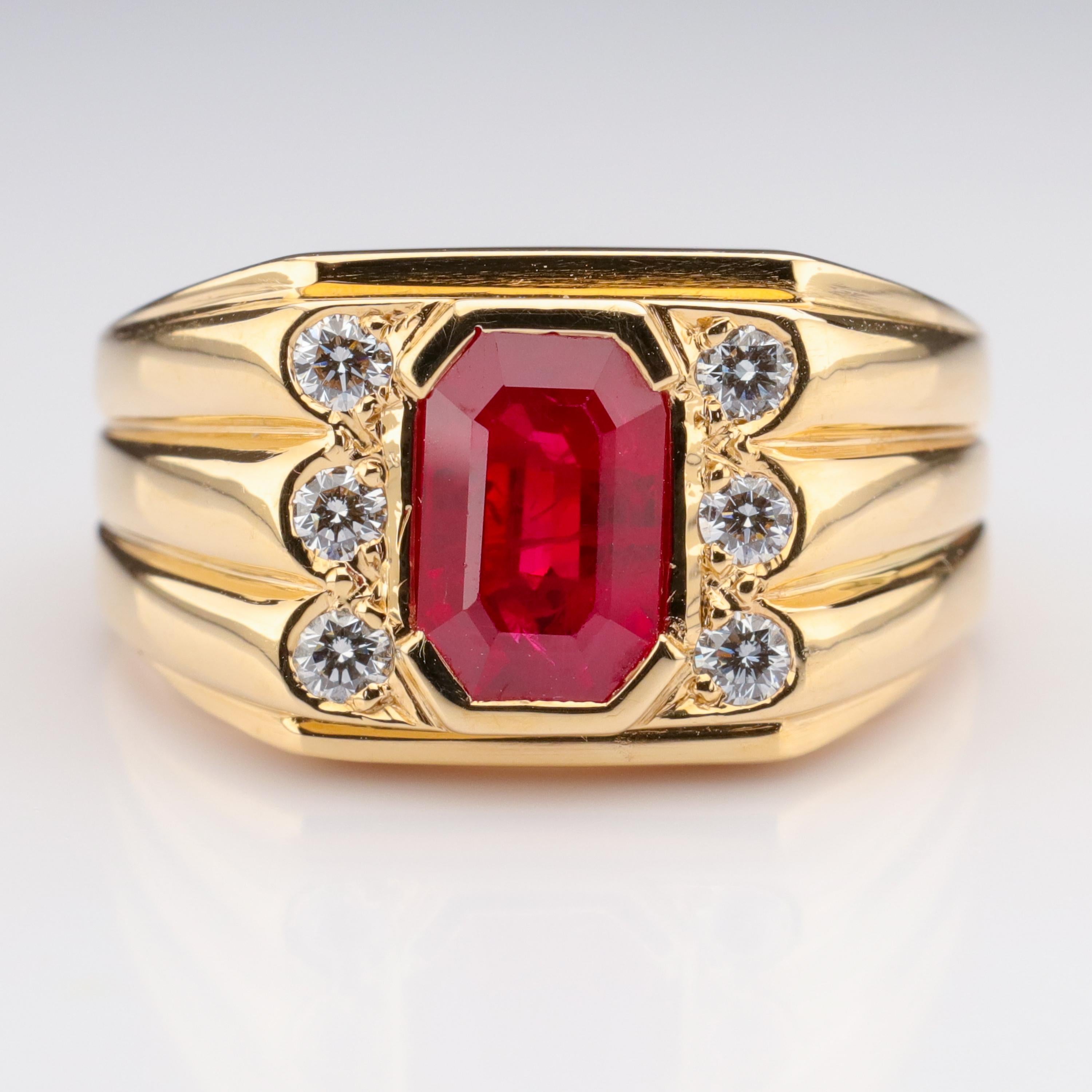 Men's Ruby and Diamond Ring GIA Certified as 