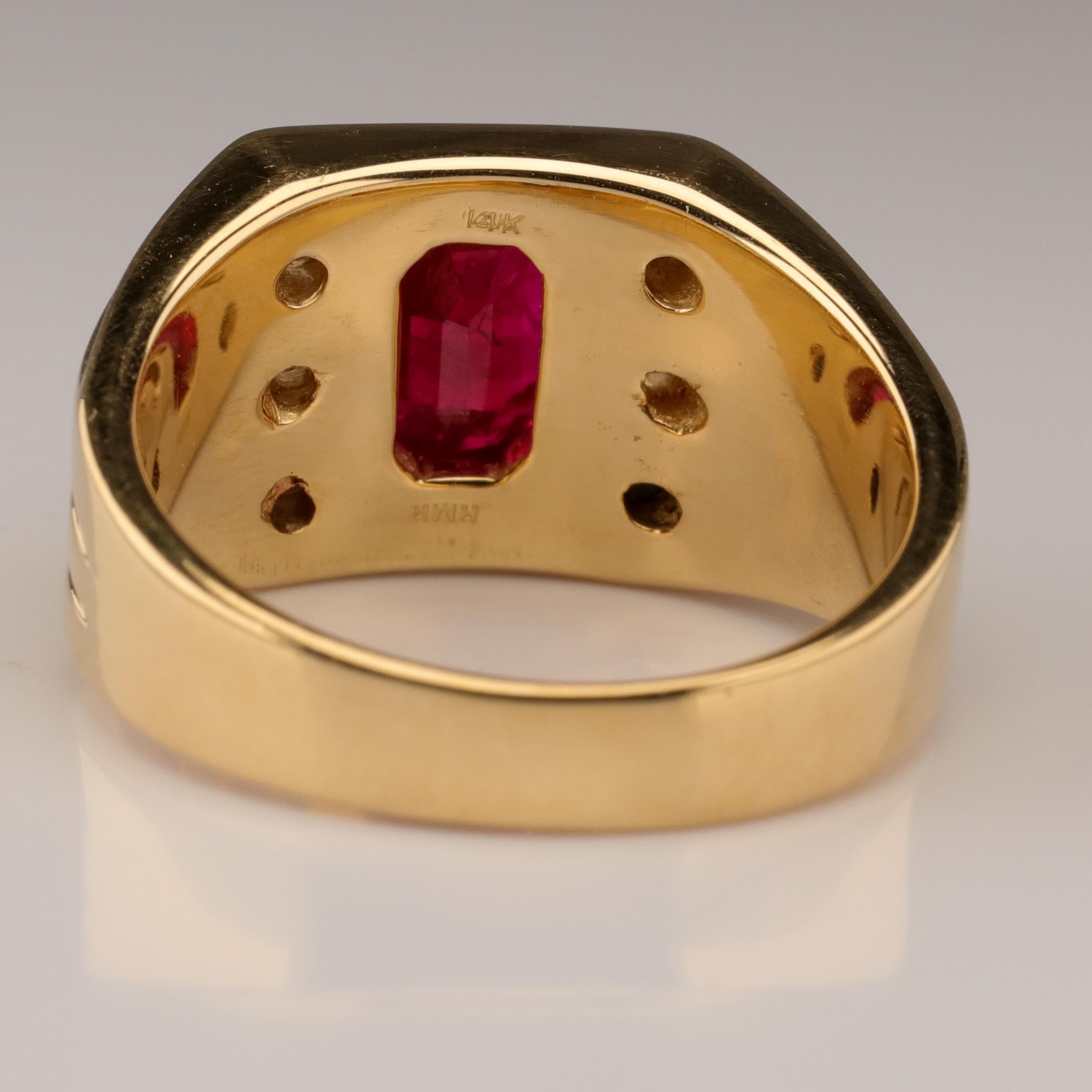 Men's Ruby and Diamond Ring GIA Certified as 