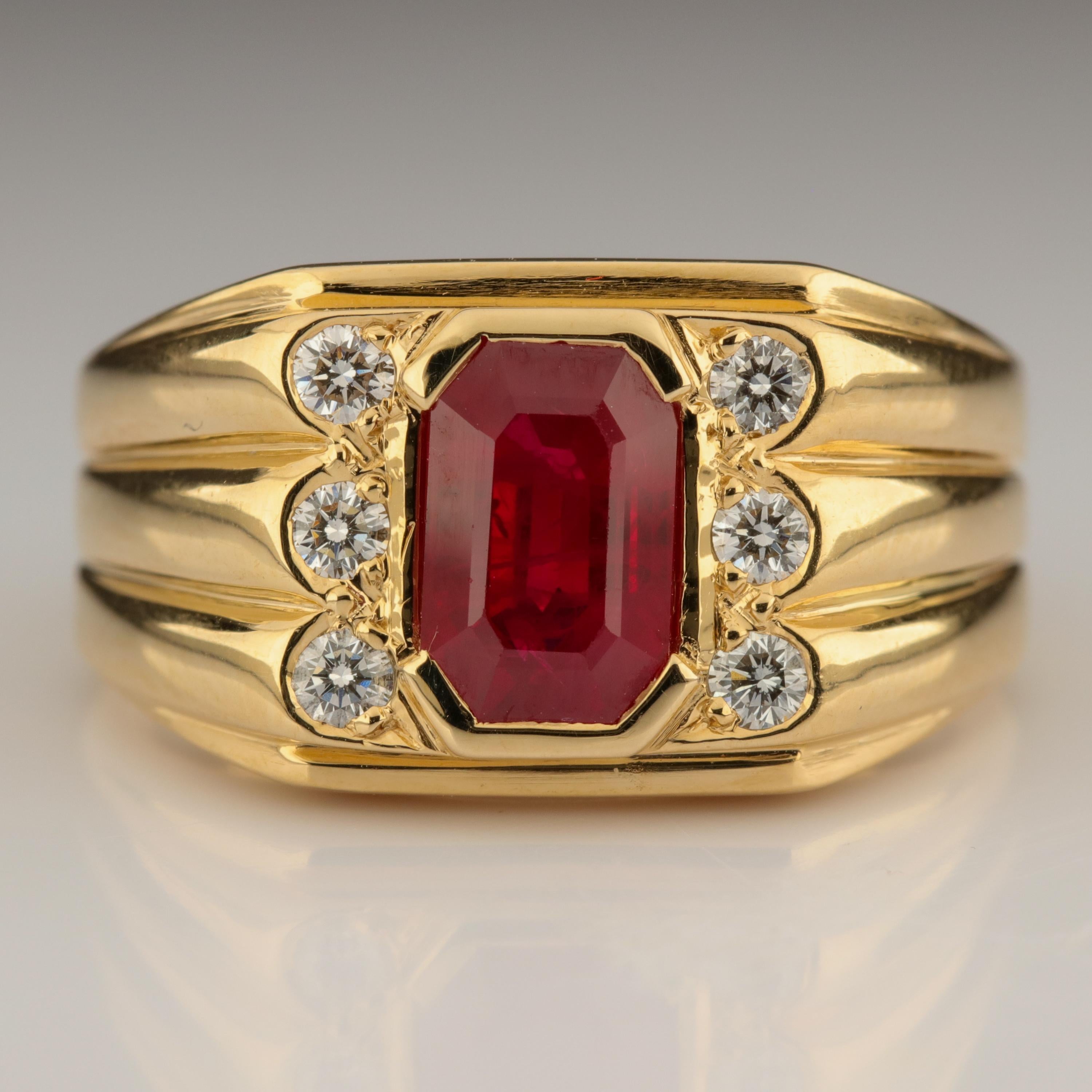 Men's Ruby and Diamond Ring GIA Certified as 