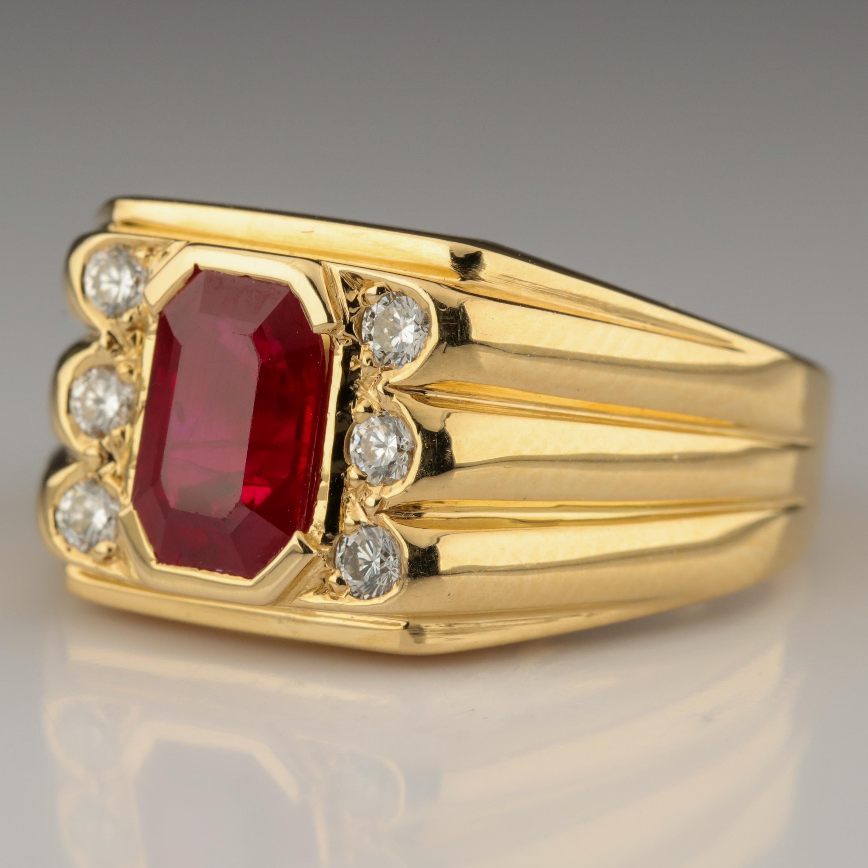 Men's Ruby and Diamond Ring GIA Certified as 