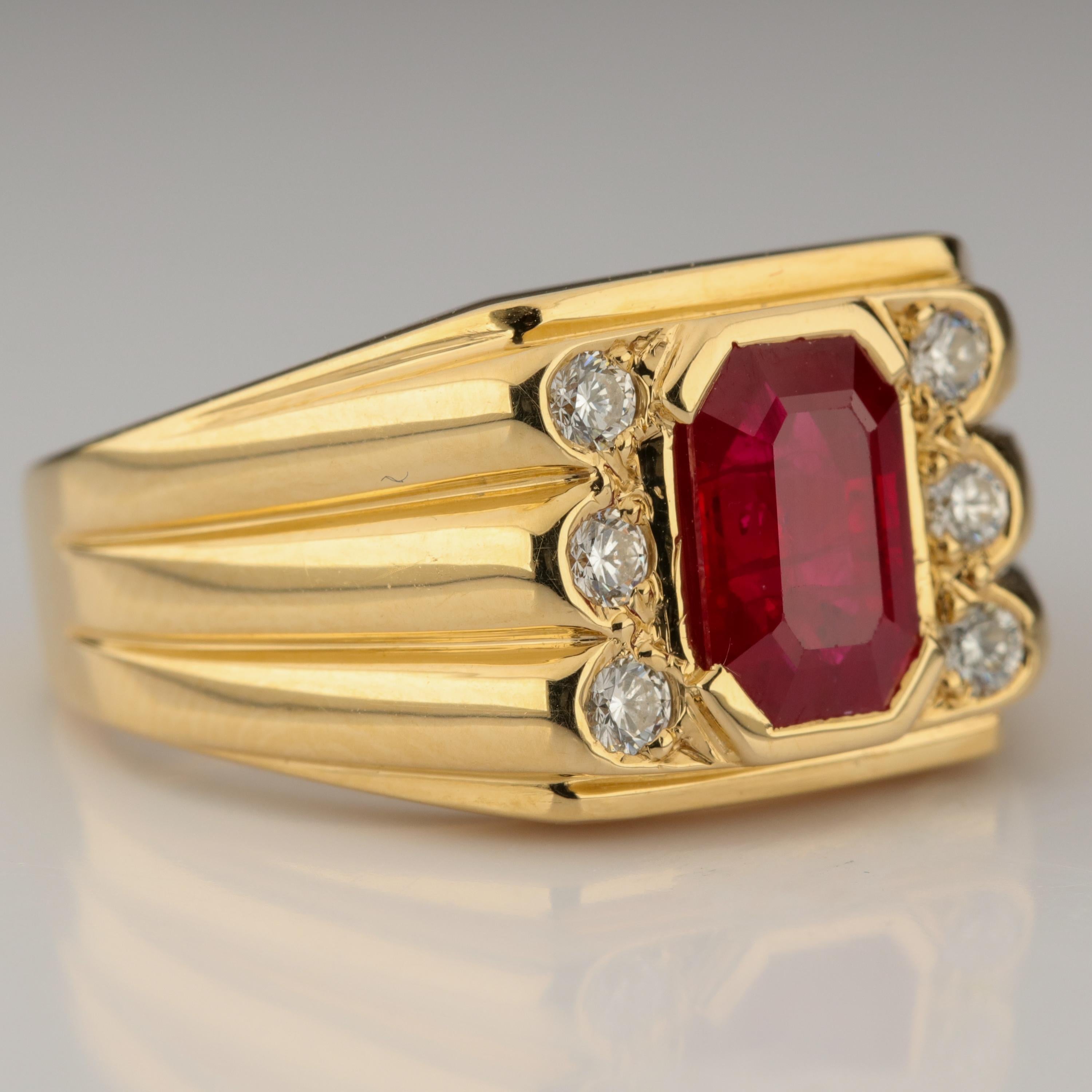 Men's Ruby and Diamond Ring GIA Certified as 