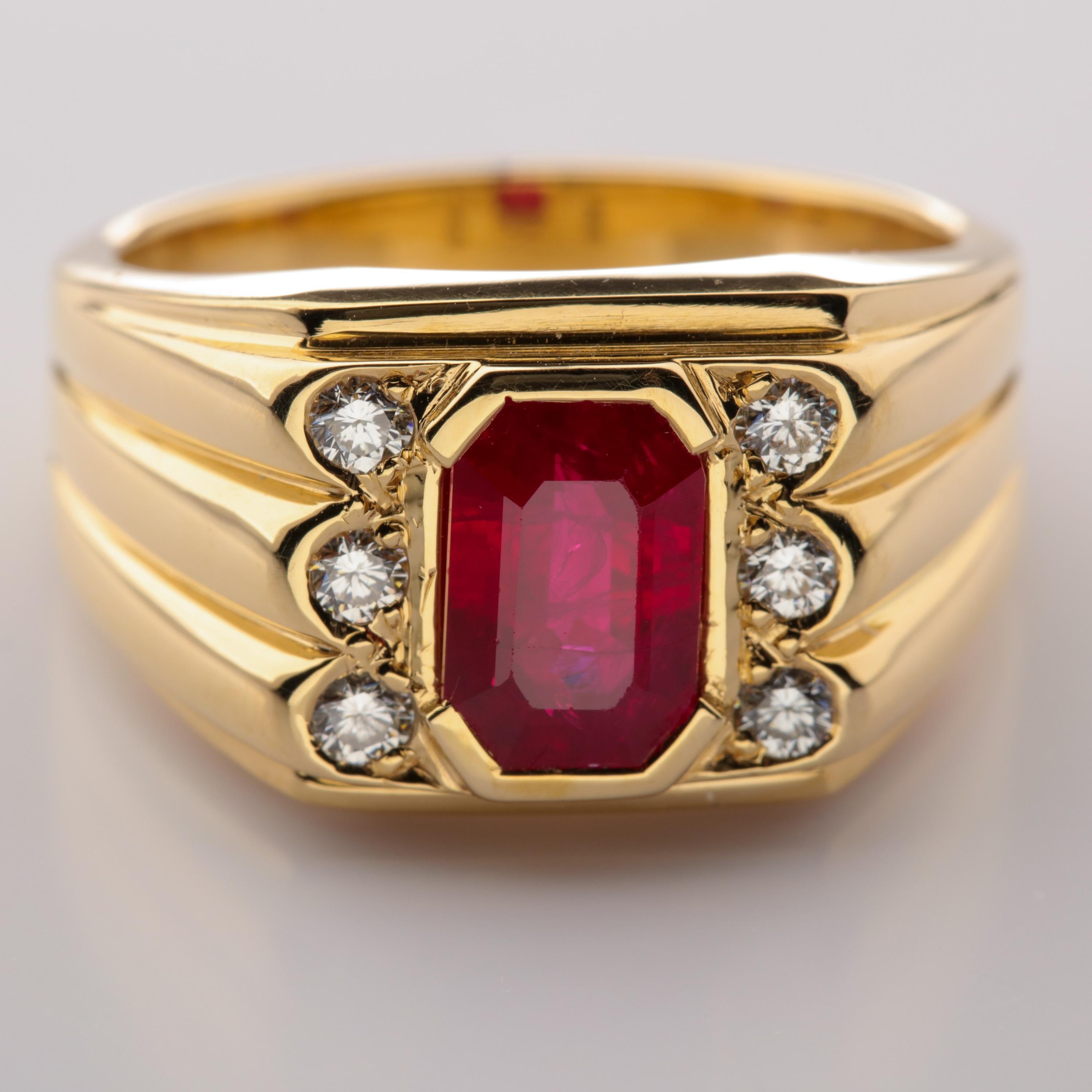 Men's Ruby and Diamond Ring GIA Certified as 