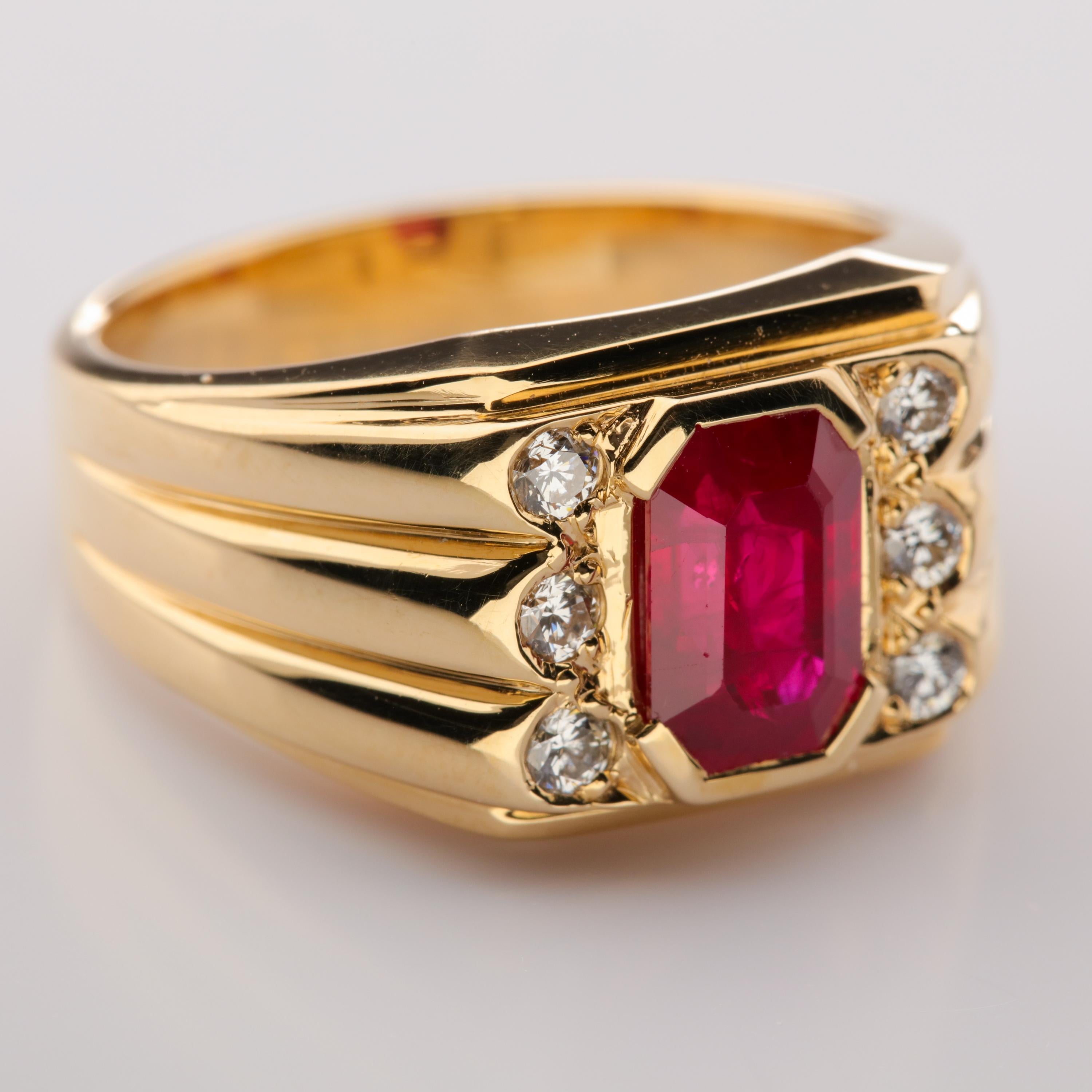 Men's Ruby and Diamond Ring GIA Certified as 