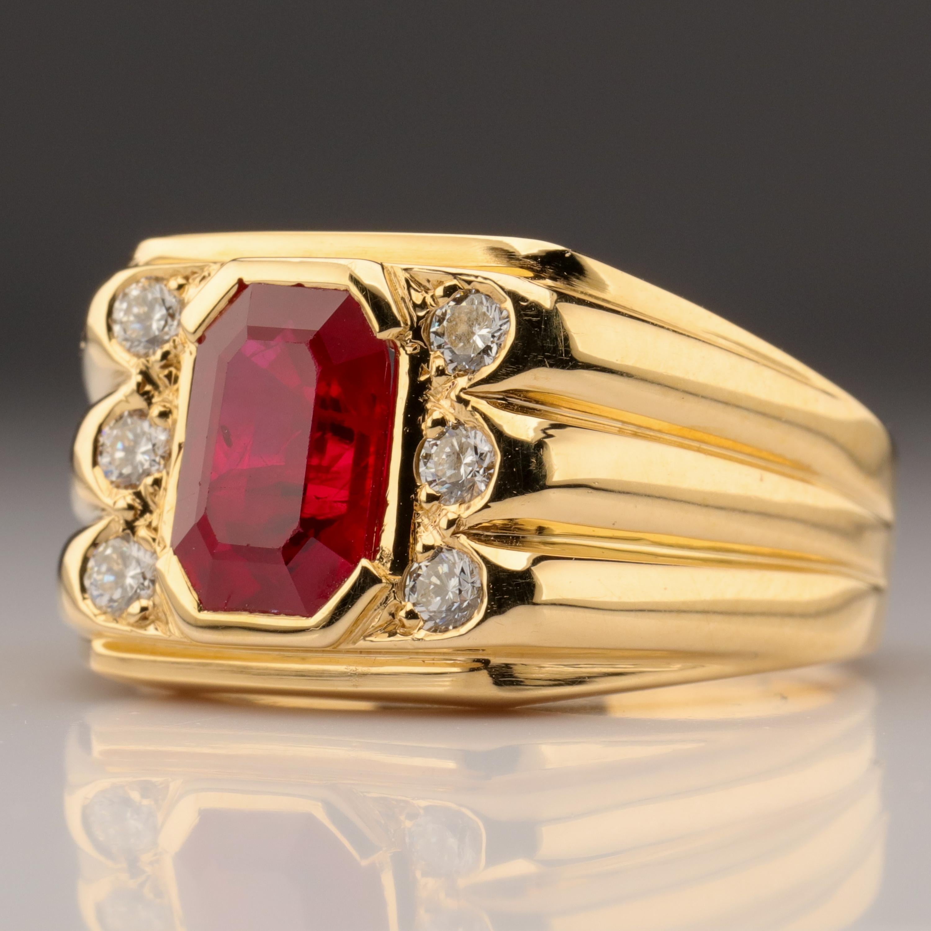 Contemporary Men's Ruby and Diamond Ring GIA Certified as 