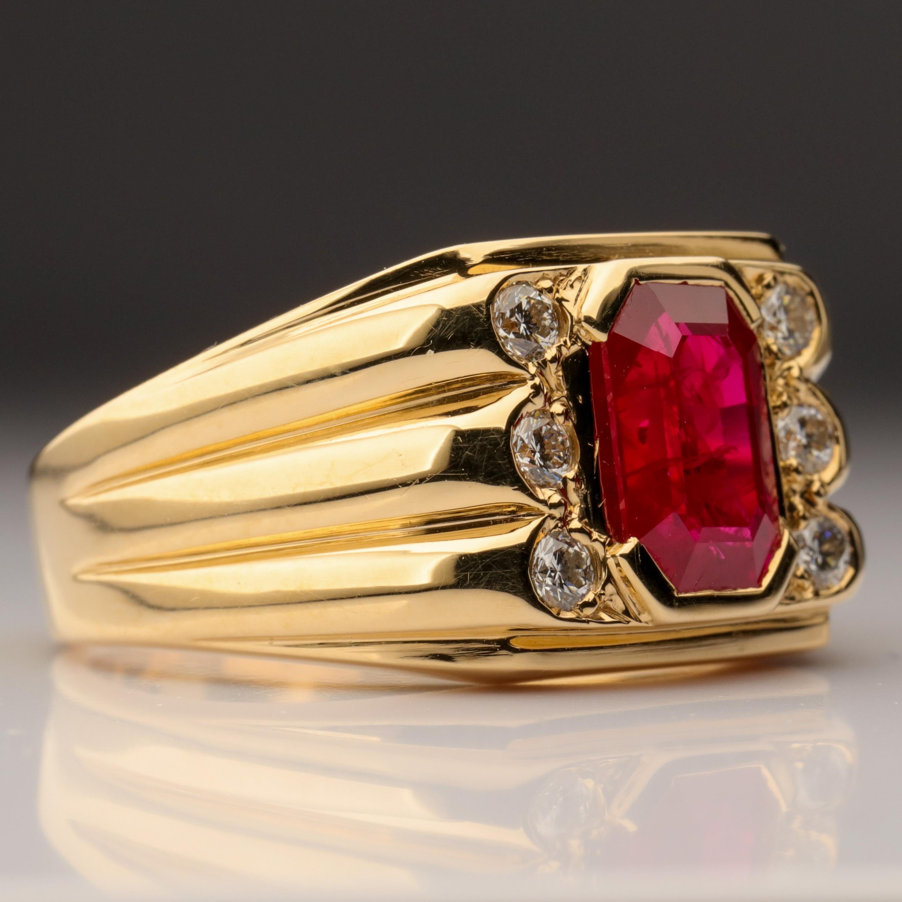 Men's Ruby and Diamond Ring GIA Certified as 