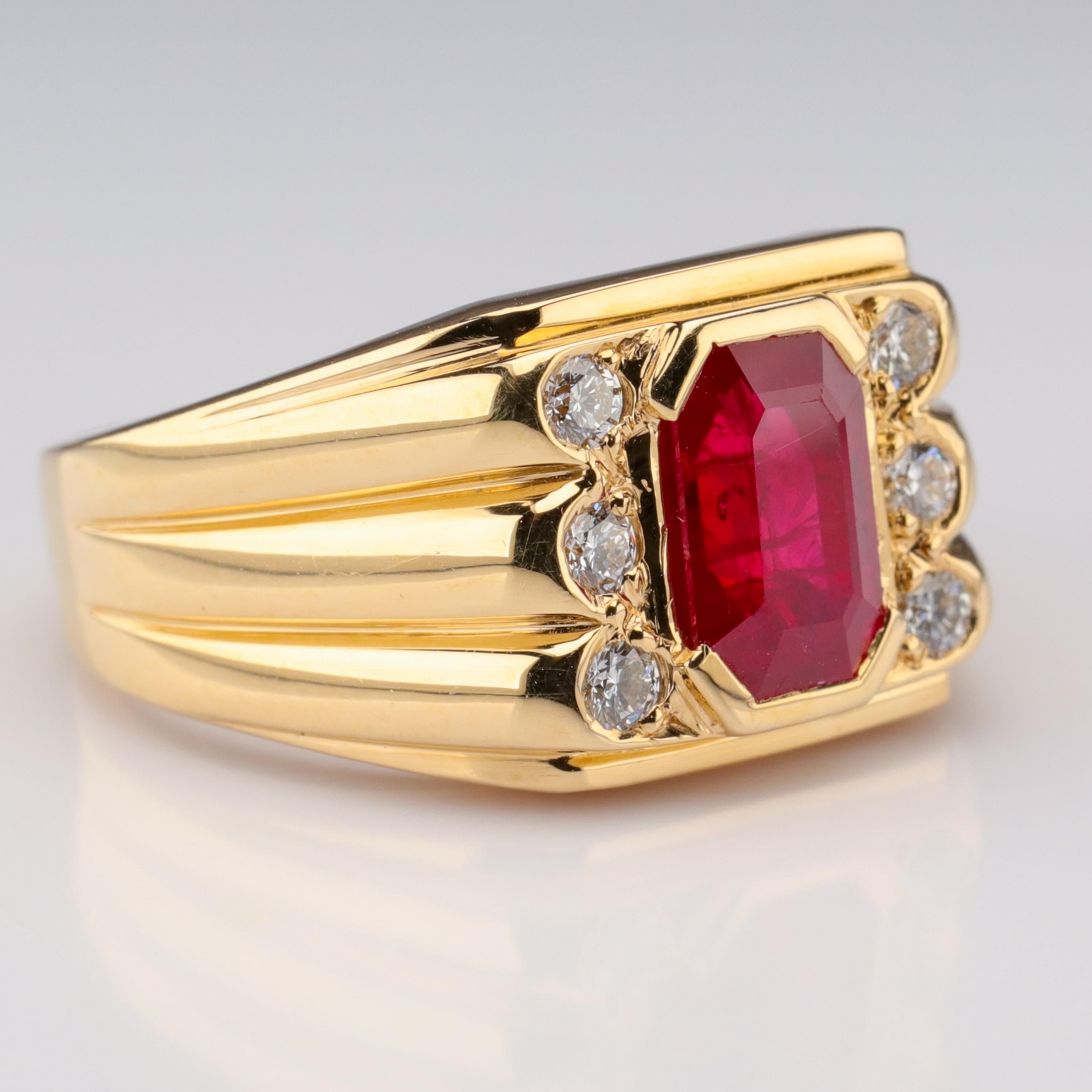 Women's or Men's Men's Ruby and Diamond Ring GIA Certified as 