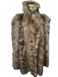 Raro abrigo de piel de marta rusa Tortora de hombre talla 46