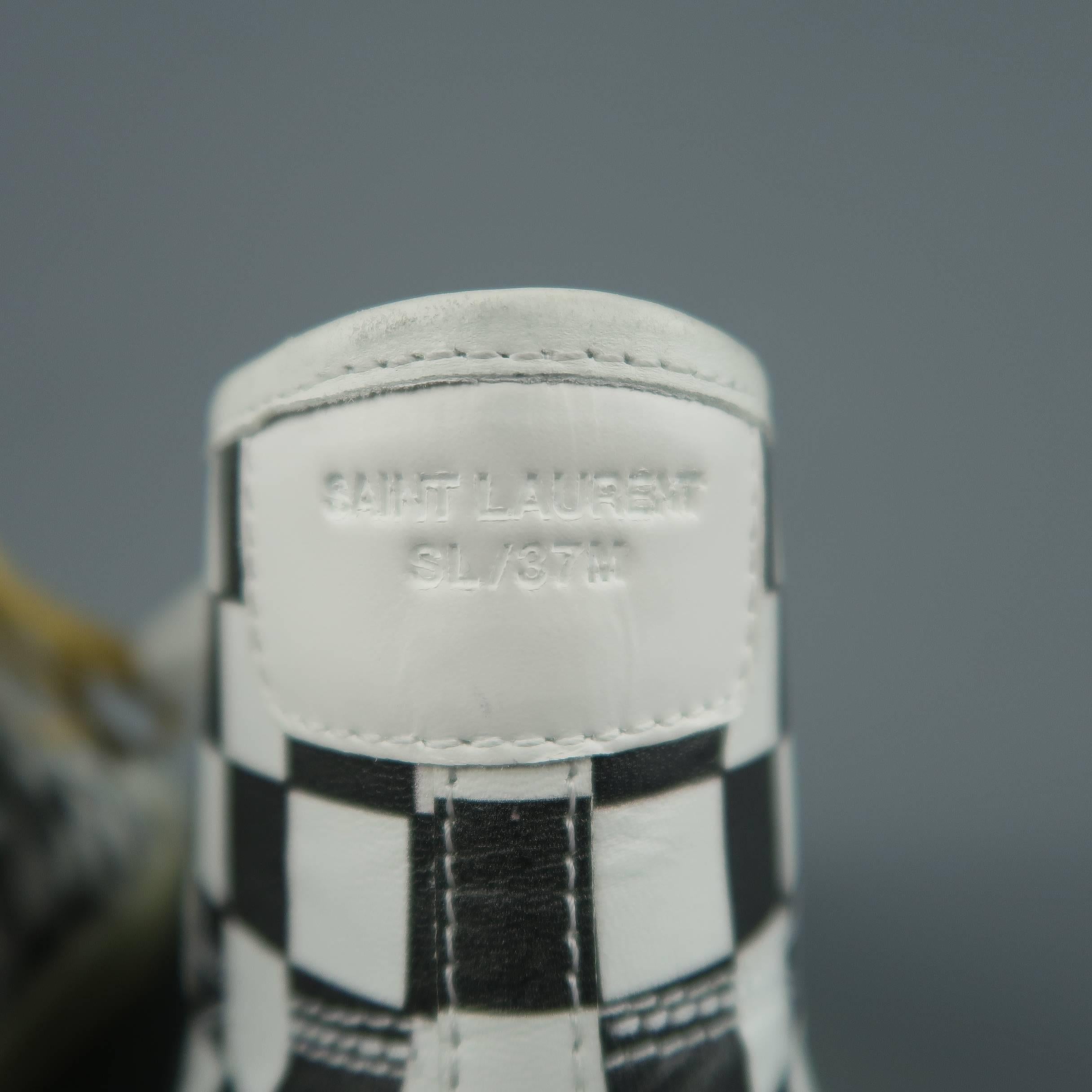 Men's SAINT LAURENT Size 10 Black & White Checkered Leather SL/37M Sneakers 2