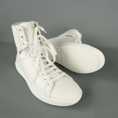 Men's SAINT LAURENT Size 6 White Leather High Top Sneakers w/ Box