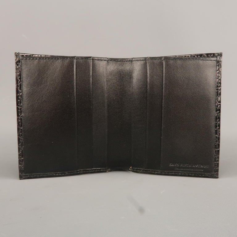 Men's SAKS FIFTH AVENUE Black Patent Alligator Leather Bifold Wallet at