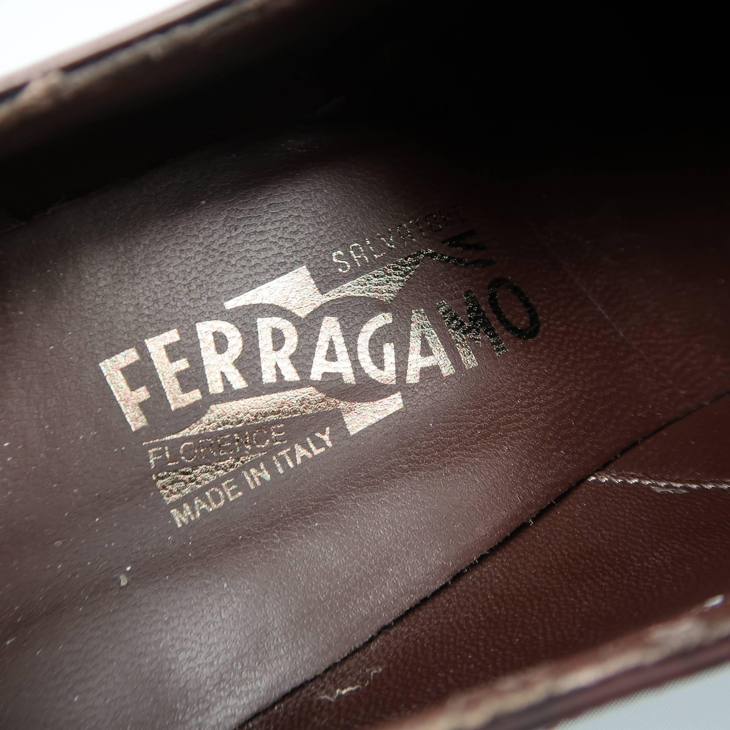 Men's SALVATORE FERRAGAMO Size 10.5 Brown LeatherCap Toe Brogue Lace Up 3