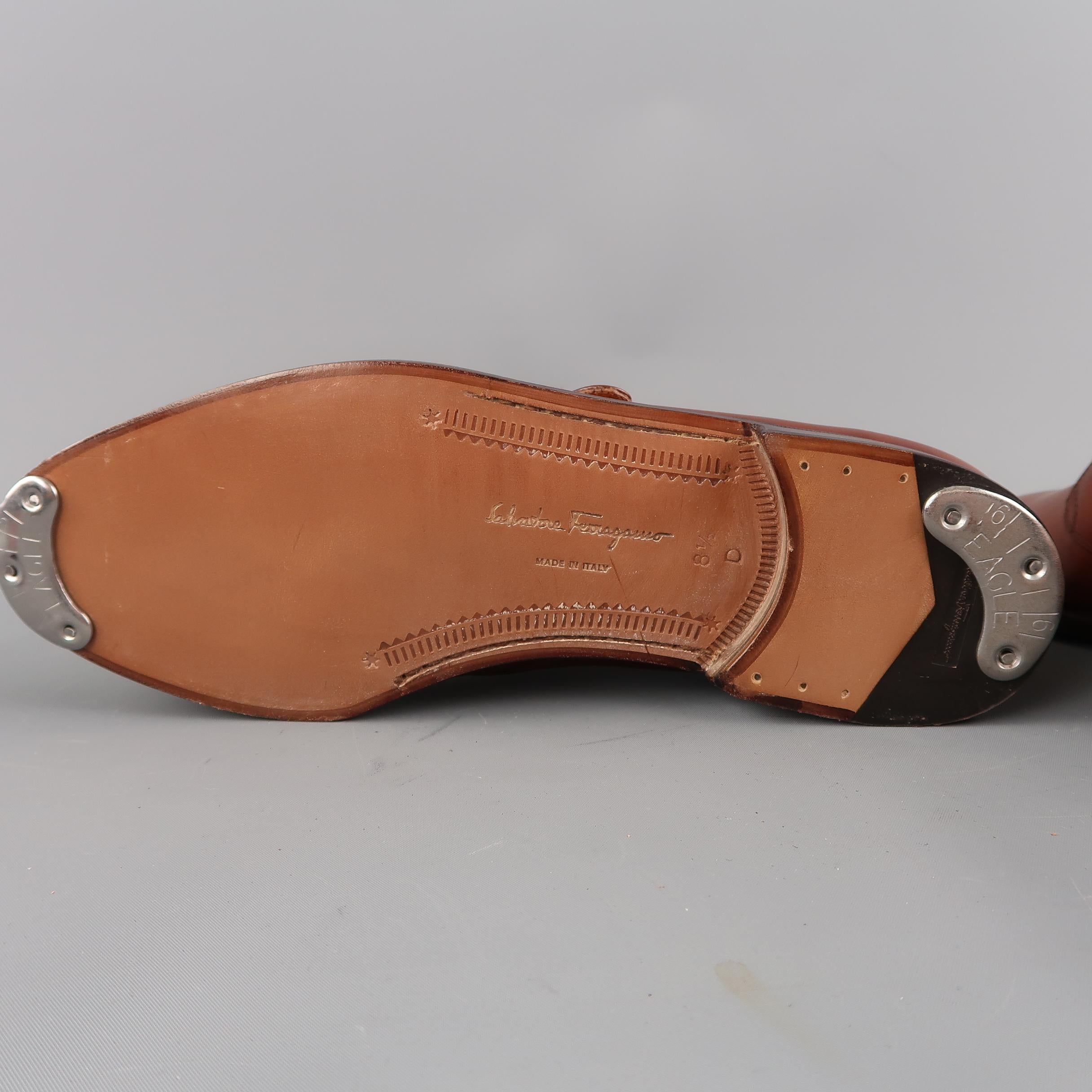 Men's SALVATORE FERRAGAMO Size 8.5 Tan Leather Monk Strap Loafers 2