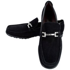 Used Men’s Salvatore Ferragamo Suede Silver Horse Bit Loafers, 21st Century