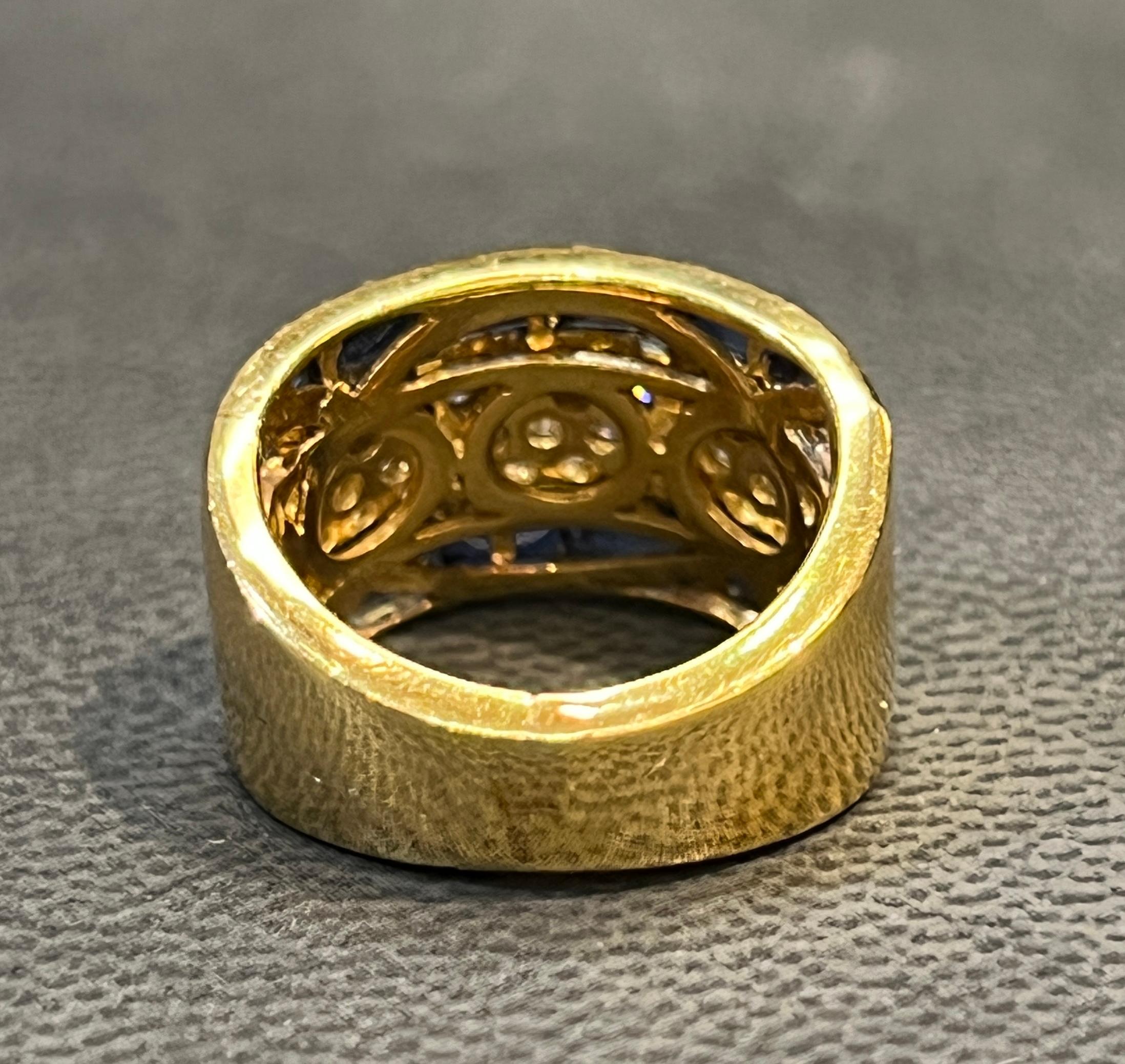 Men's Sapphire & Diamond Ring Band For Sale 1