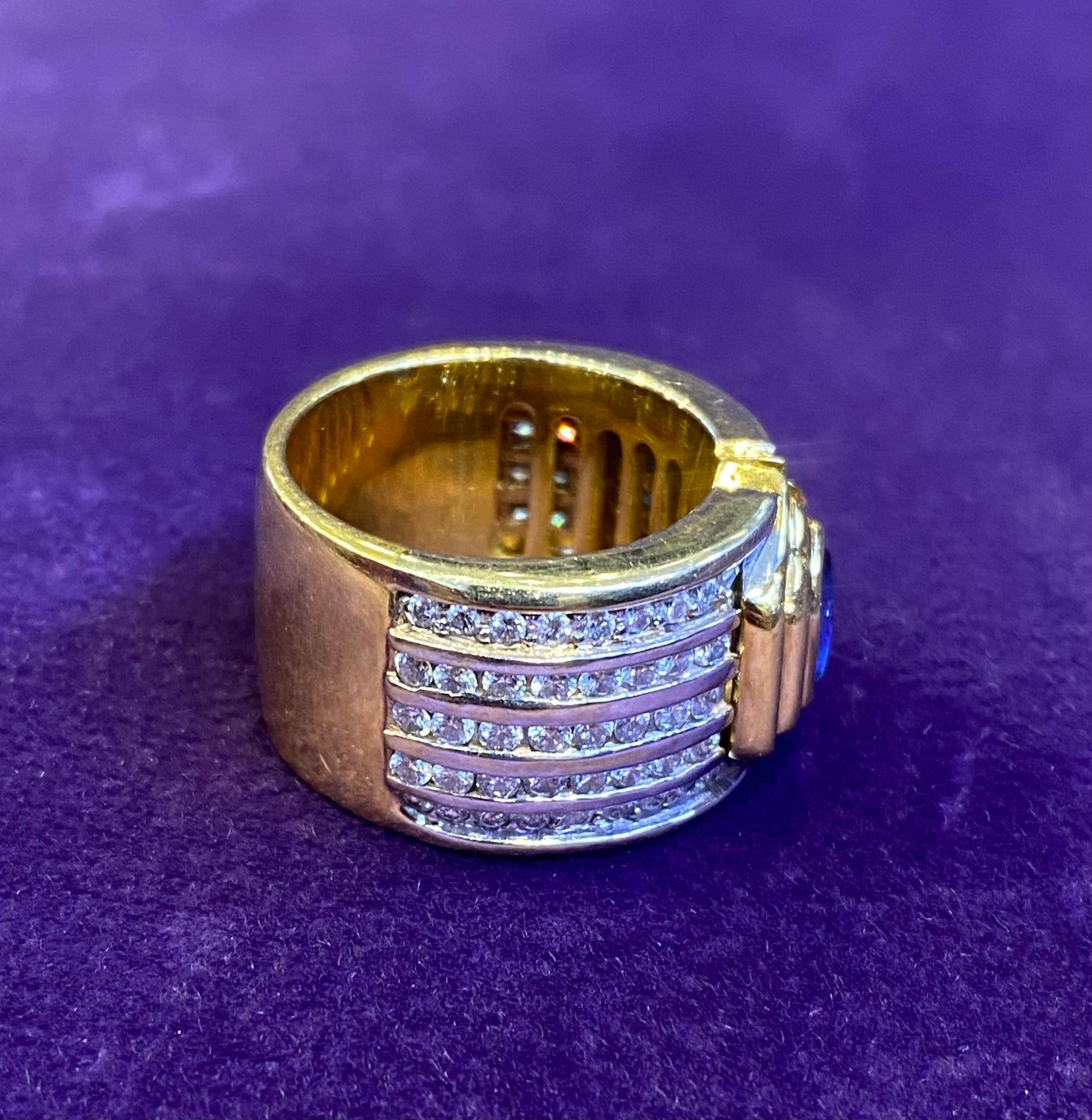 Men's Sapphire & Diamond Ring Band For Sale 3